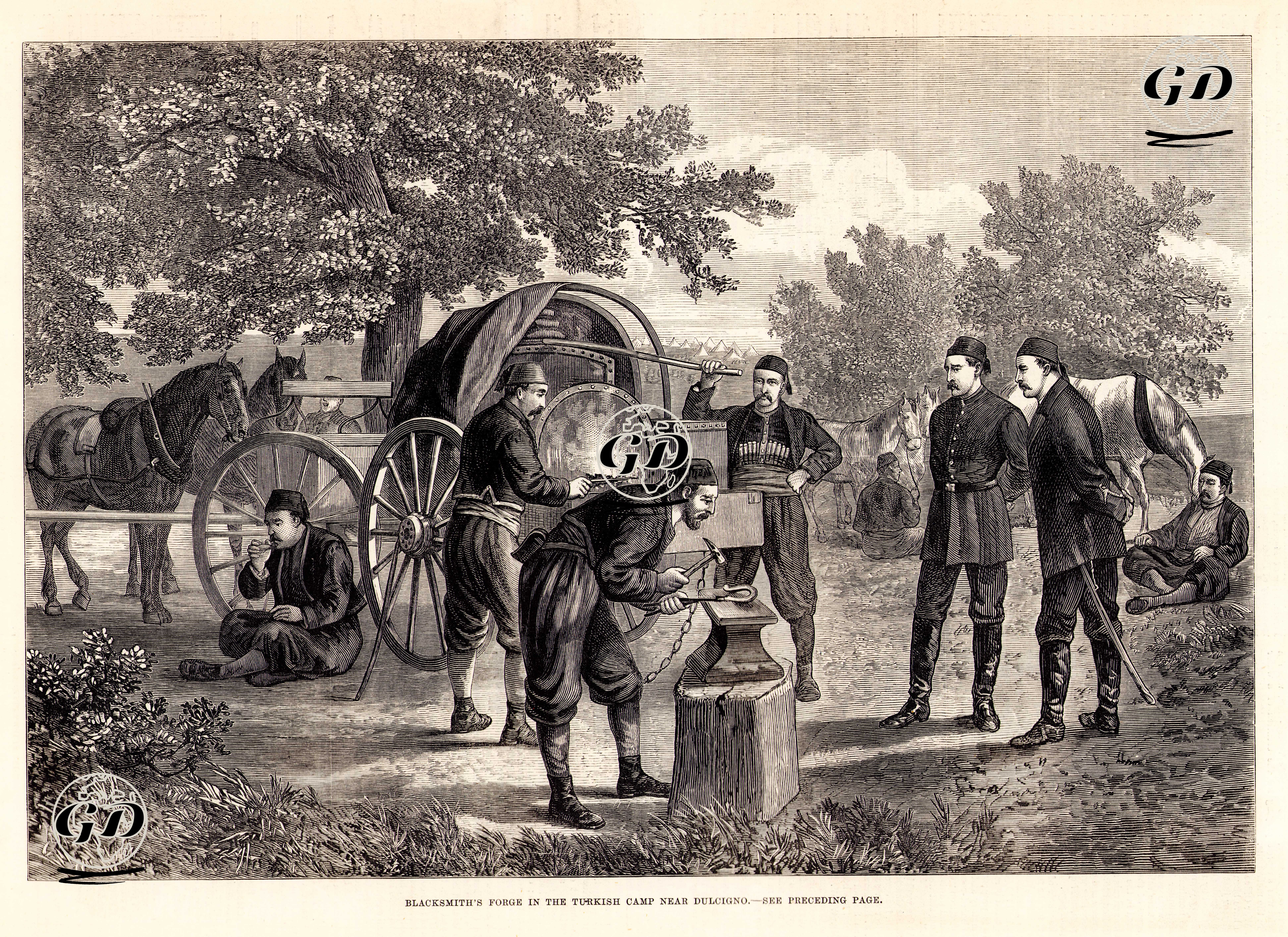 Karadağ Ülgün Yakınlarındaki Türk Kampında Demirci Ocağı -  - 1880
