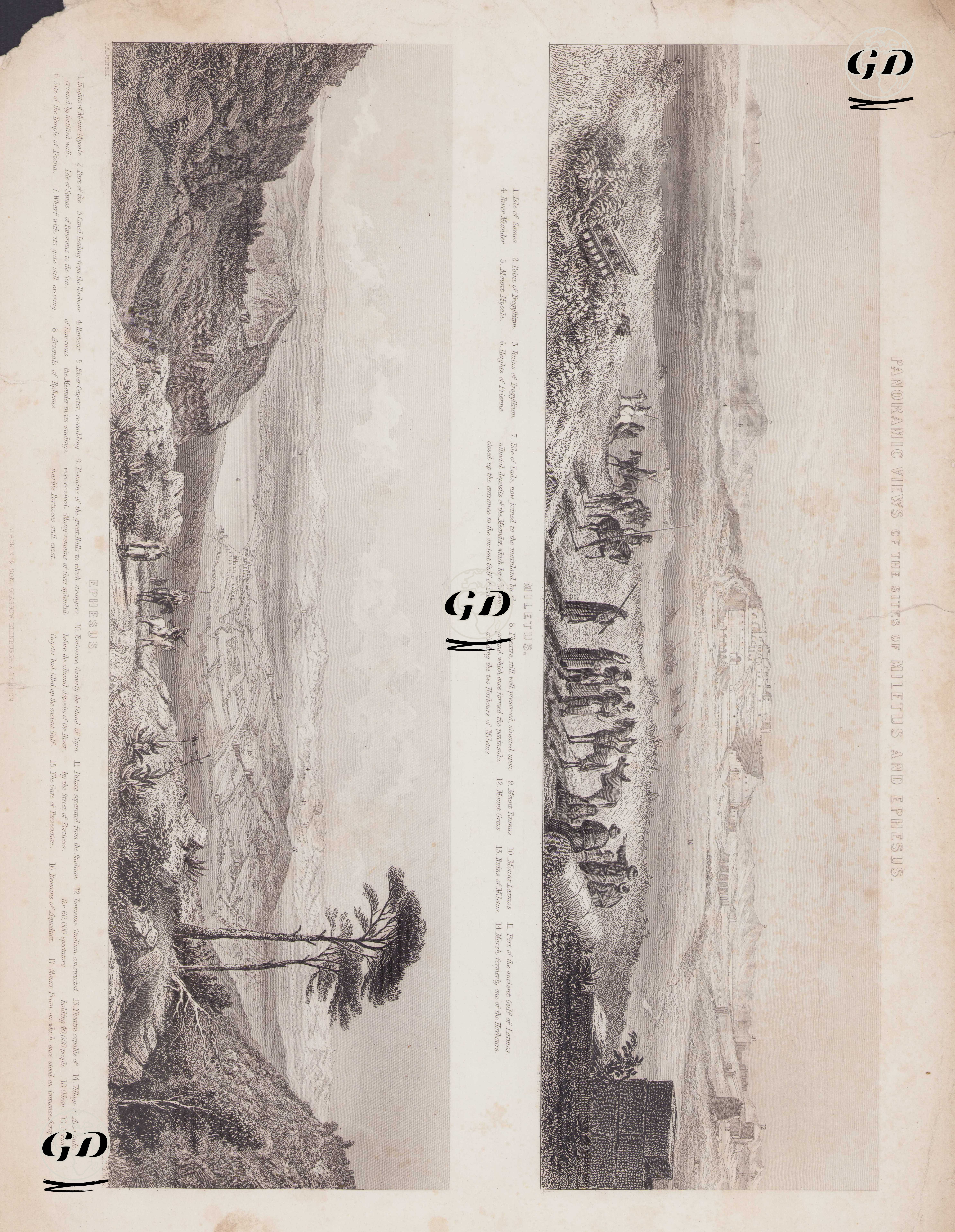 Milet ve Efes Antik Şehirlerinin Panoramik Görünümü - Pierre-Alfred Dedreux (1810-1860) - 1845