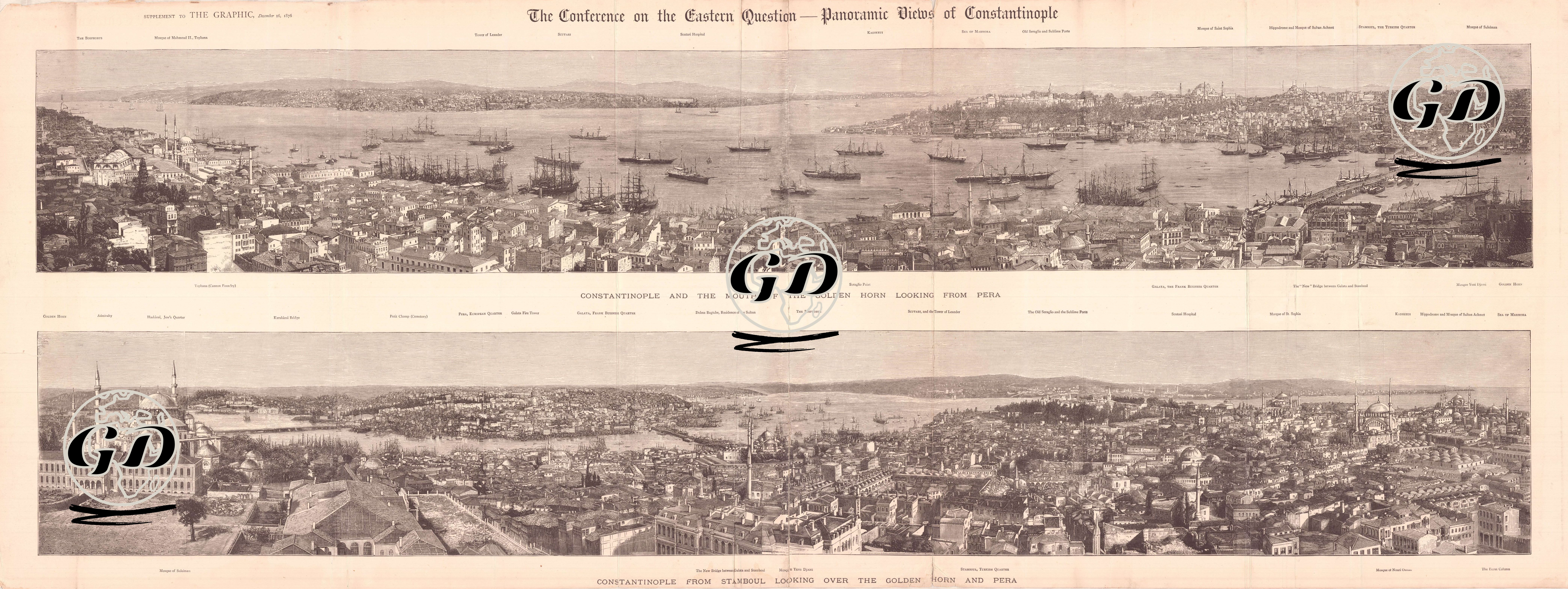 Panomaric Views Of Constantinople-Constantinople And The Mouth Of The Golden Horn Looking From Pera-Constantinople From Stamboul Looking Over The 
Golden Horn And Pera -  - 1876