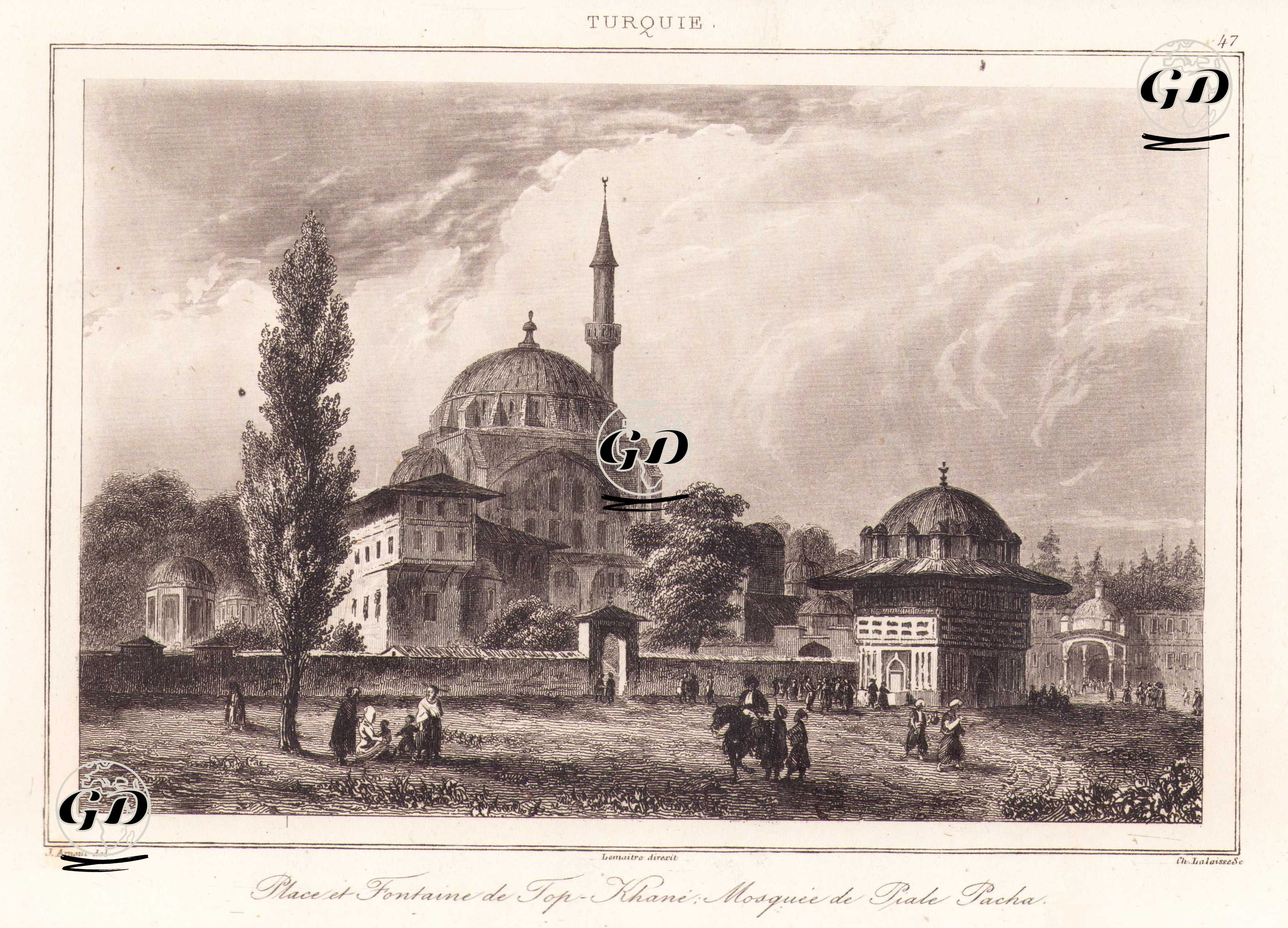 Tophane Çeşmesi ve Kılıç Ali Paşa Cami, İstanbul - Jean Baptiste Arnout (1788-1865) - 1840