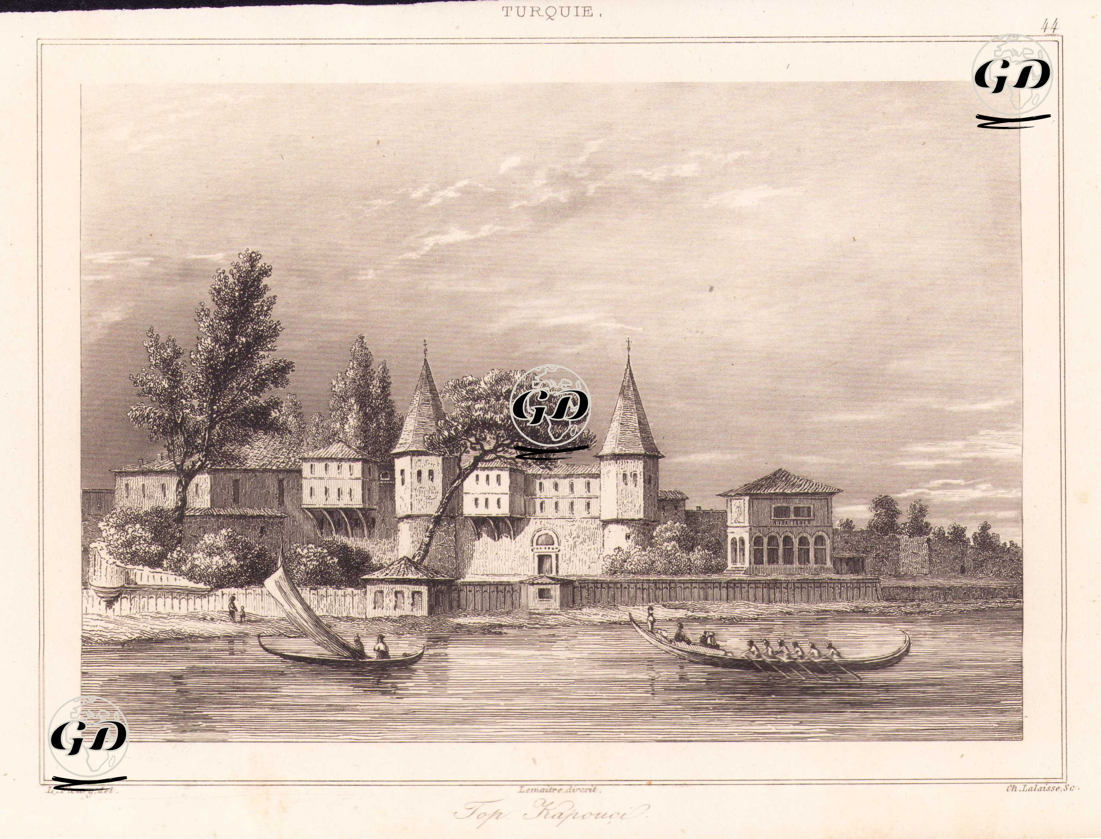 Topkapı Sahil Sarayı (1862 Yılında Gerçekleşen Yangından Önceki Hali), İstanbul - Leon Fleury (1804-1858) - 1840