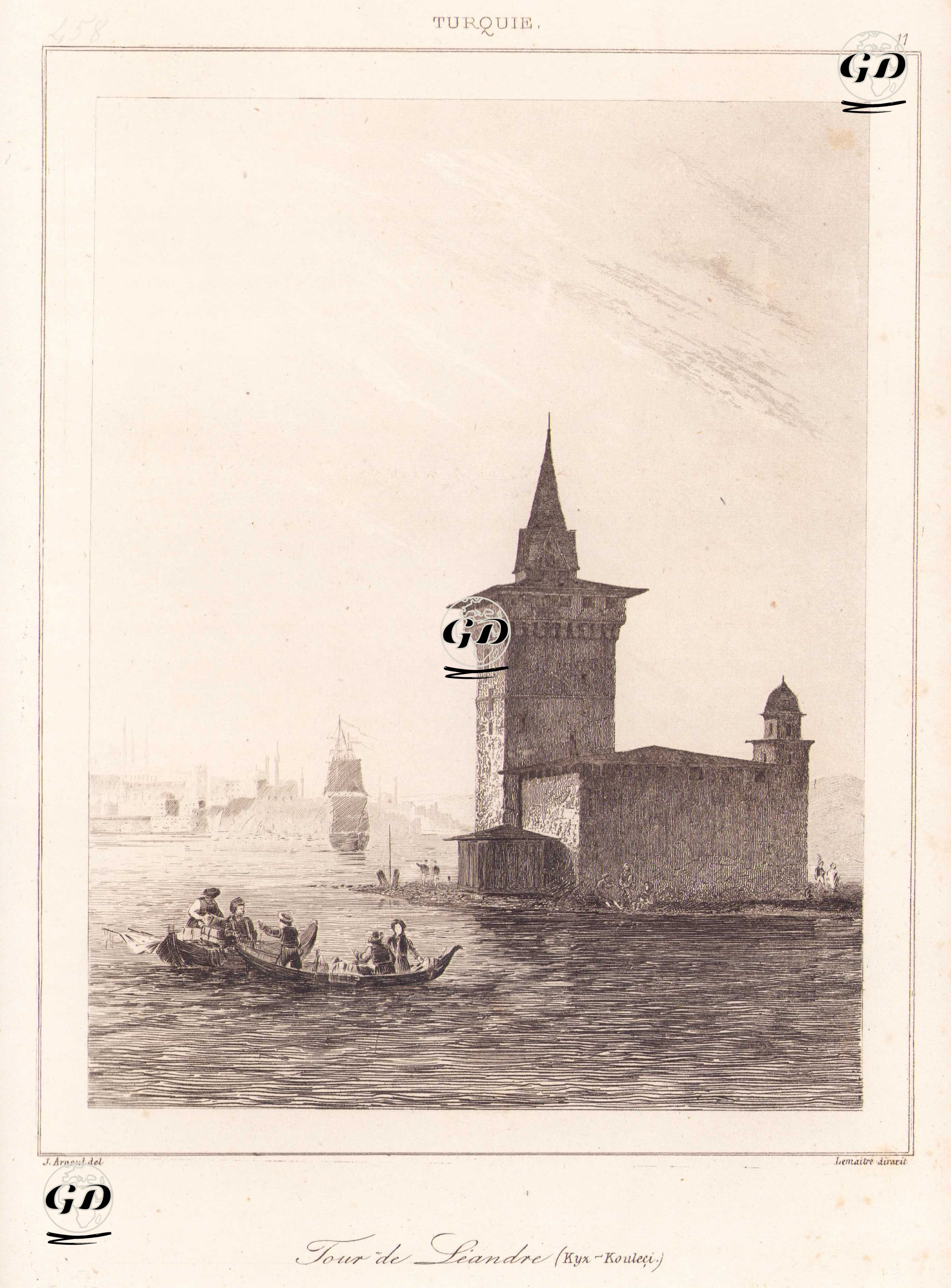 Kız Kulesi, İstanbul - Jean Baptiste Arnout (1788-1865) - 1840