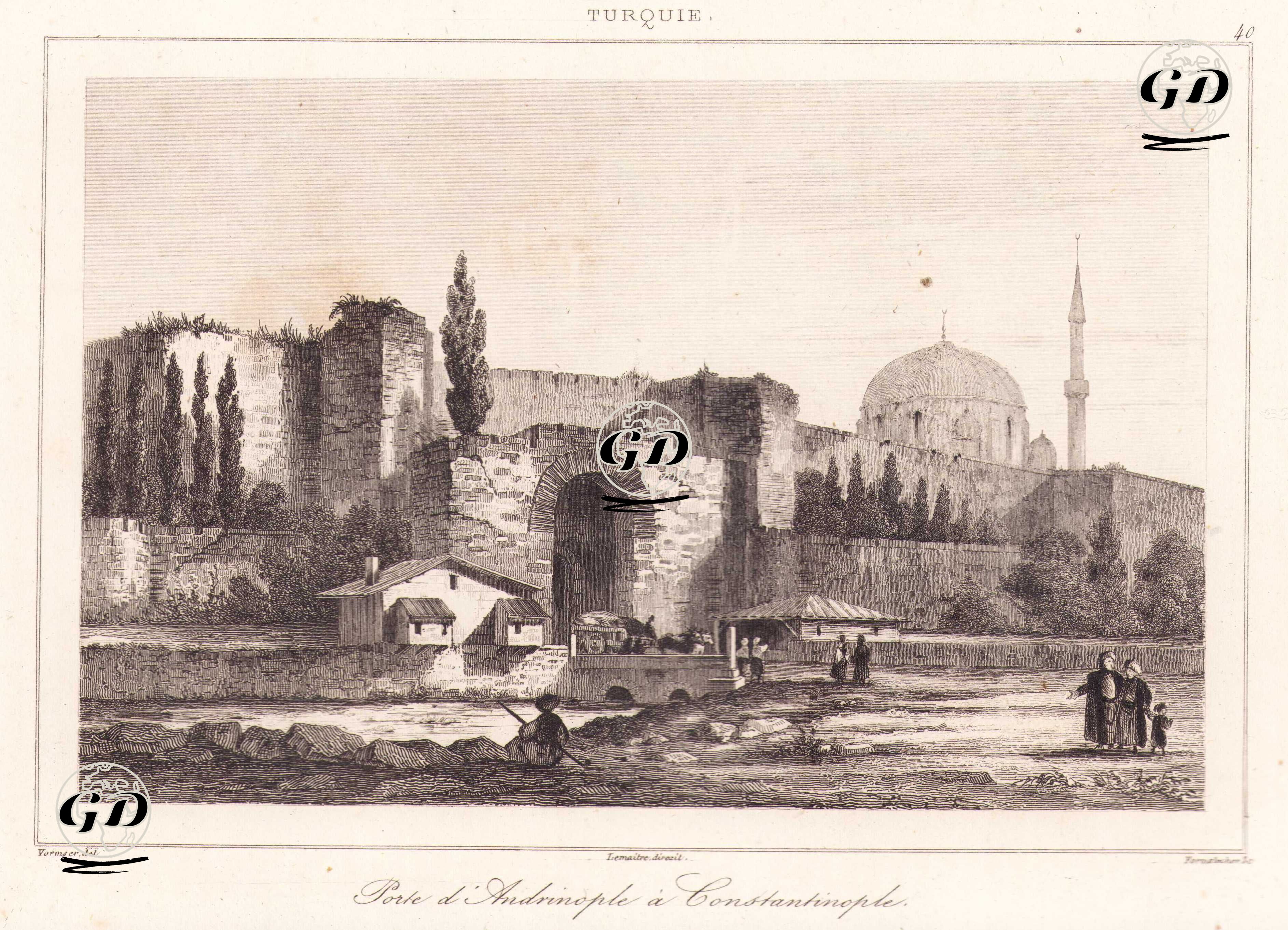 Porte d'Andrinople a Constantinople - Vormser - 1840