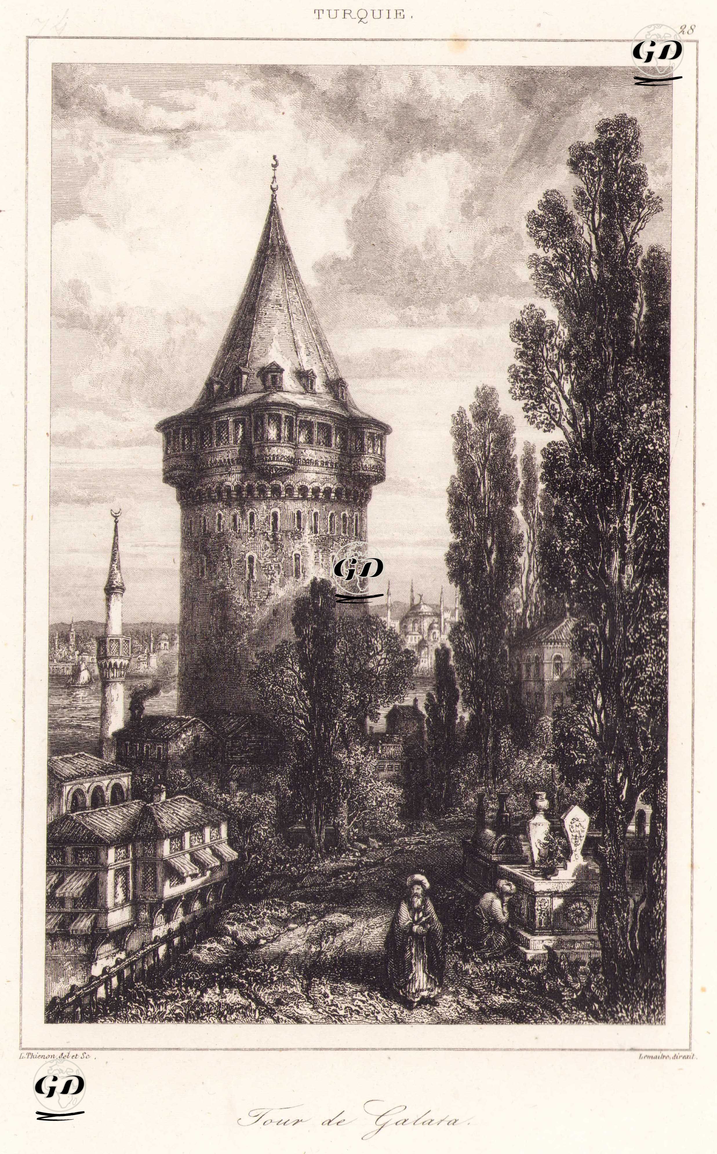 Tour de Galata (Istanbul) - Louis Desiree Thienon (1812-1875) - 1840