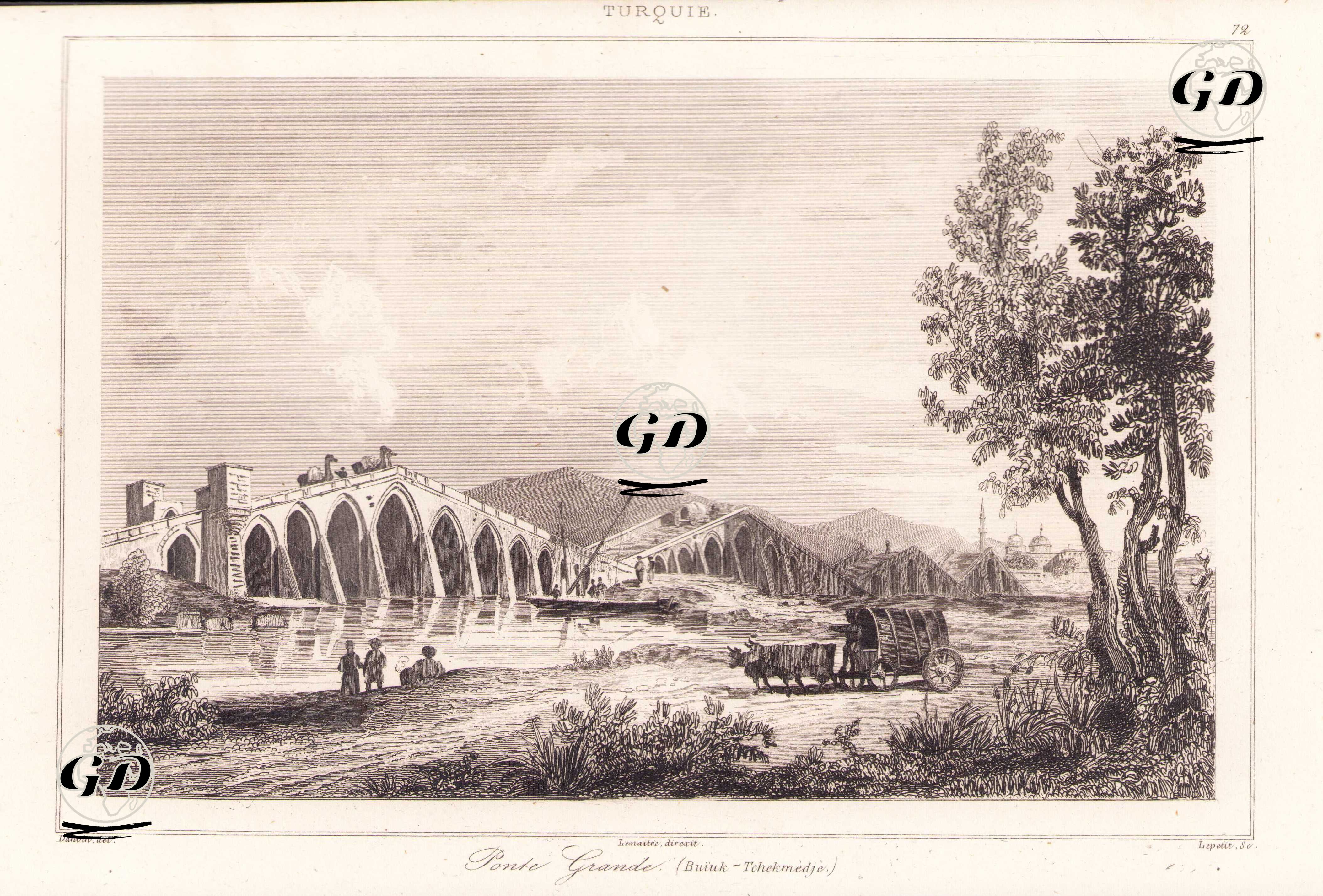 Kanuni Sultan Süleyman Köprüsü, Büyükçekmece, İstanbul - Victor Felix Danvin (1802-1842) - 1840