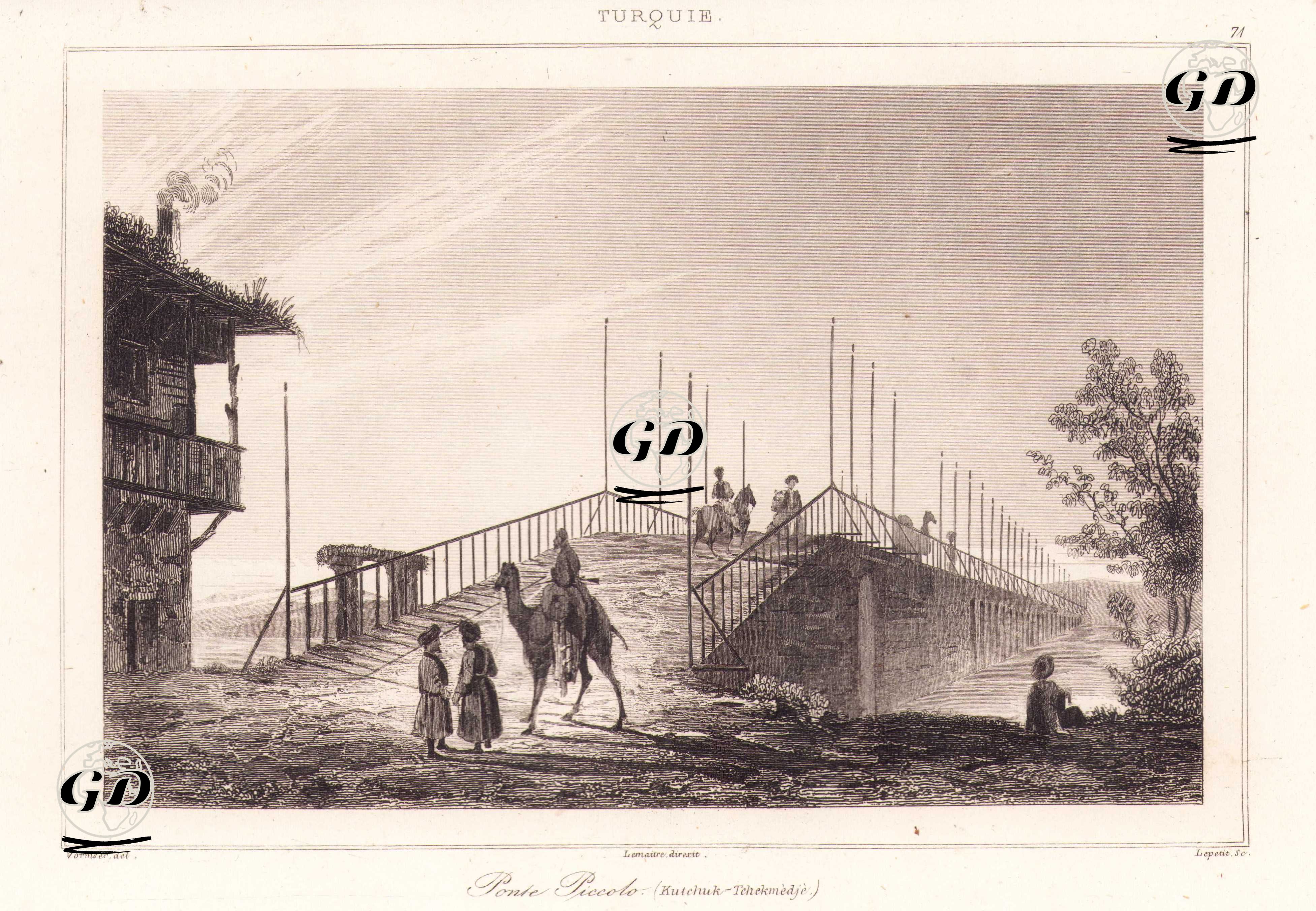 Ponte Piccolo (Kutchuk Tchekmedje, Istanbul) - Victor Felix Danvin (1802-1842) - 1840