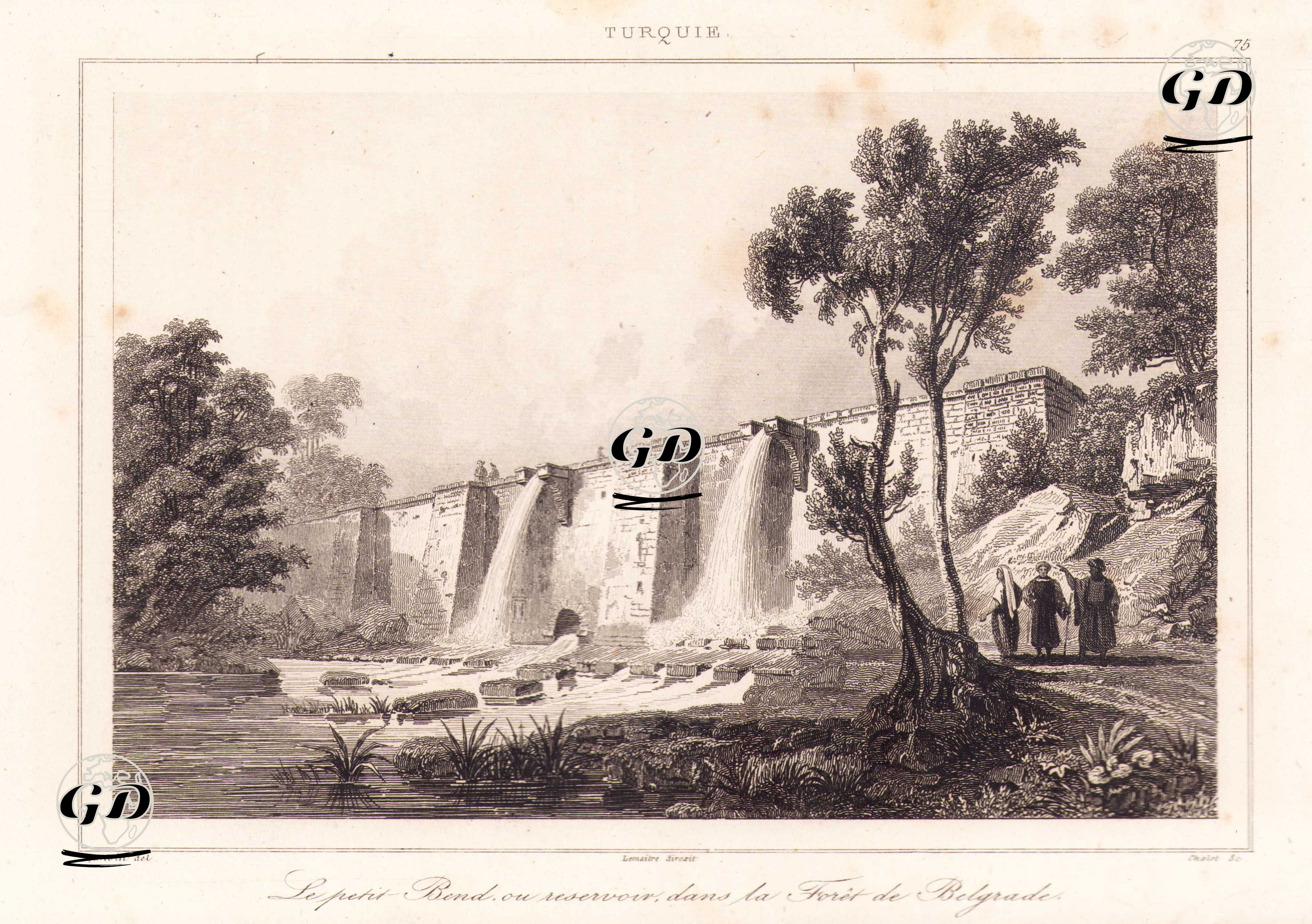 Le Petit Bend, ou Reservoir Dans la Foret de Belgrade (Istanbul) - Victor Felix Danvin (1802-1842) - 1840