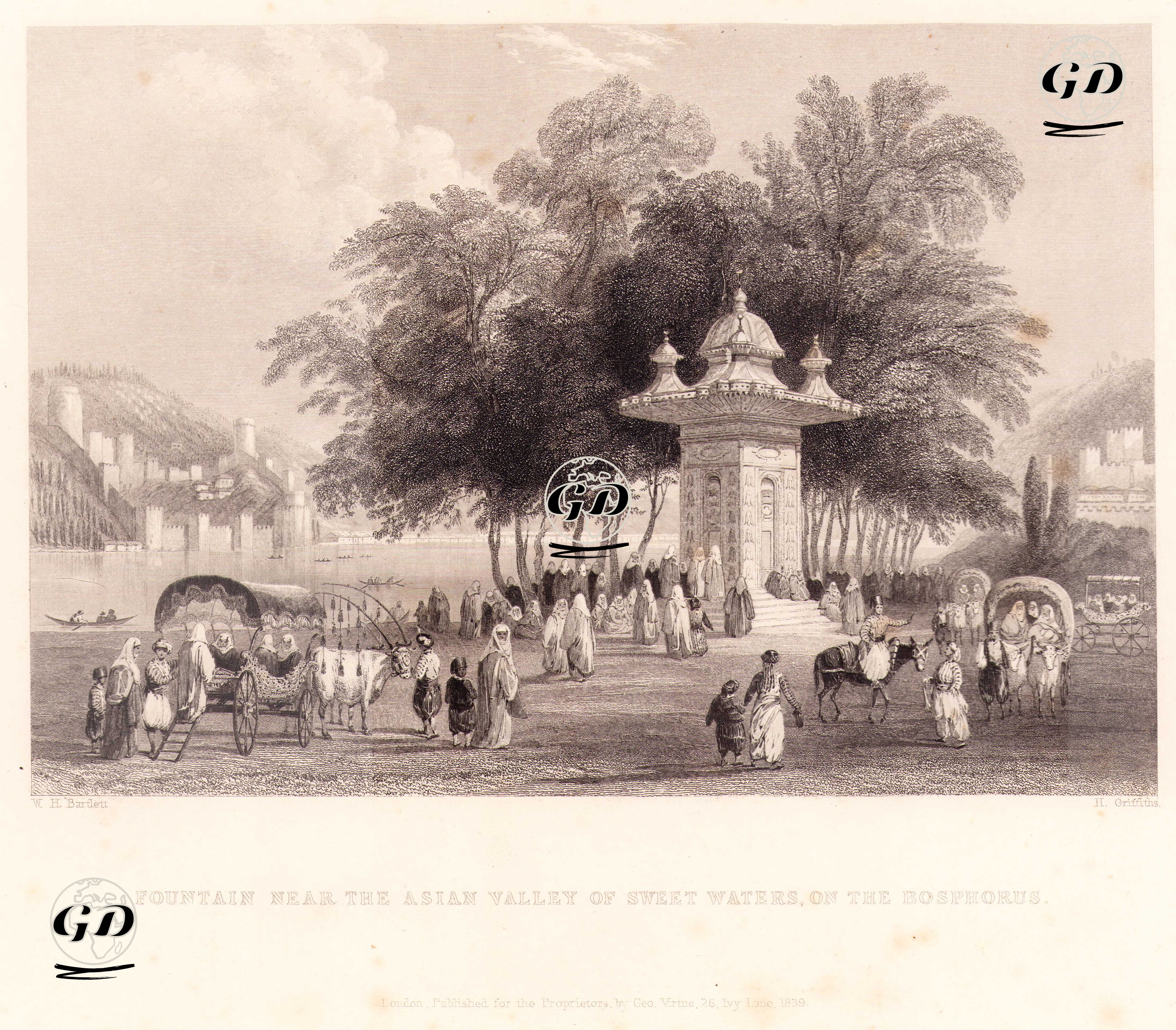 Küçüksu Mihrişah Valide Sultan Çeşmesi (Göksu Çeşmesi)  - William Henry Bartlett (1809-1854) - 1839