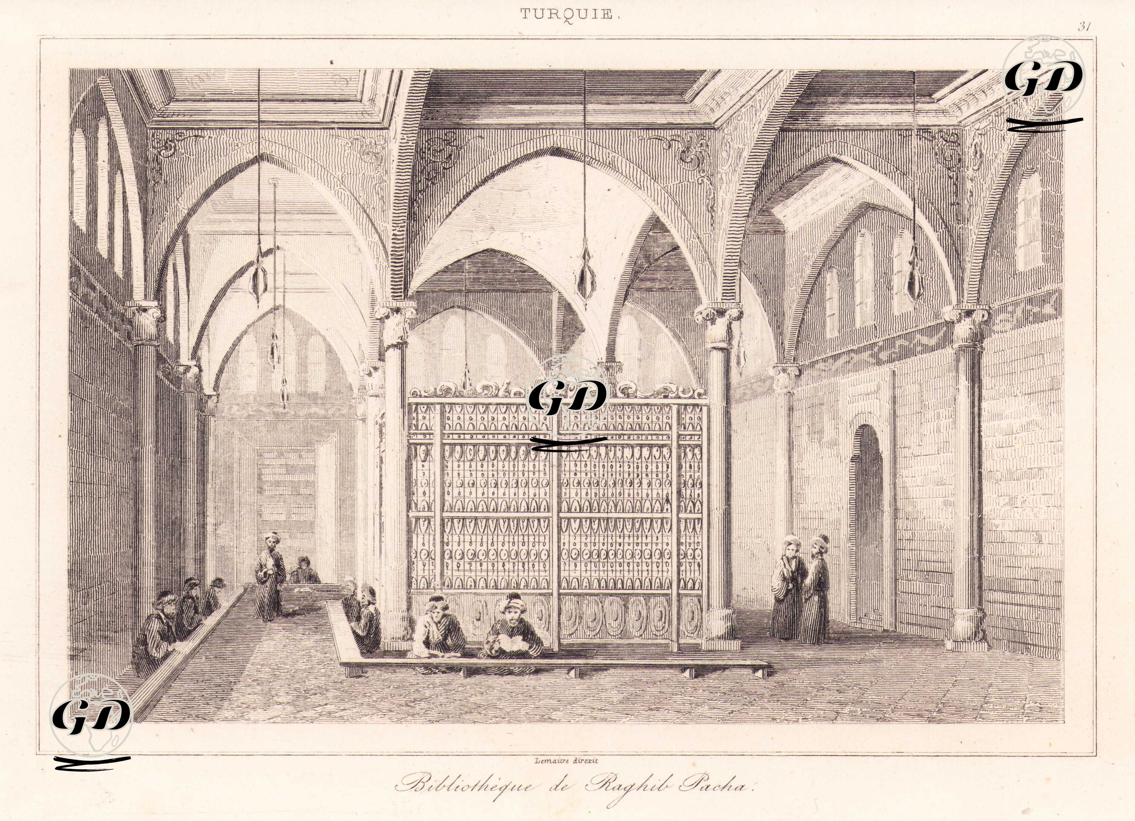 Ragıp Paşa Kütüphanesinin İçi, İstanbul -  - 1840