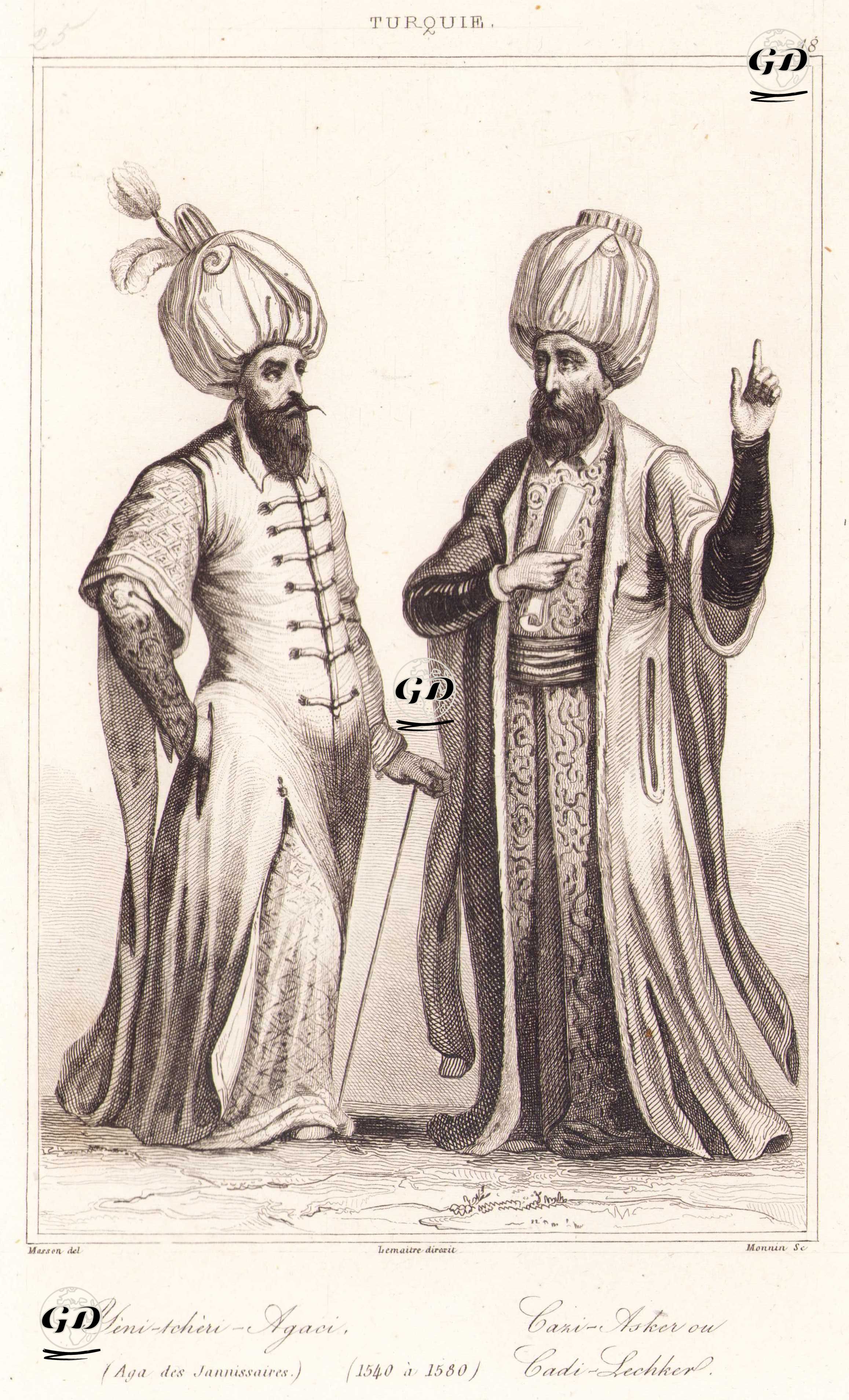 Yeniçeri Ağası ve Kazasker (1540-1580 Tarihleri Arasında) - Masson - 1840