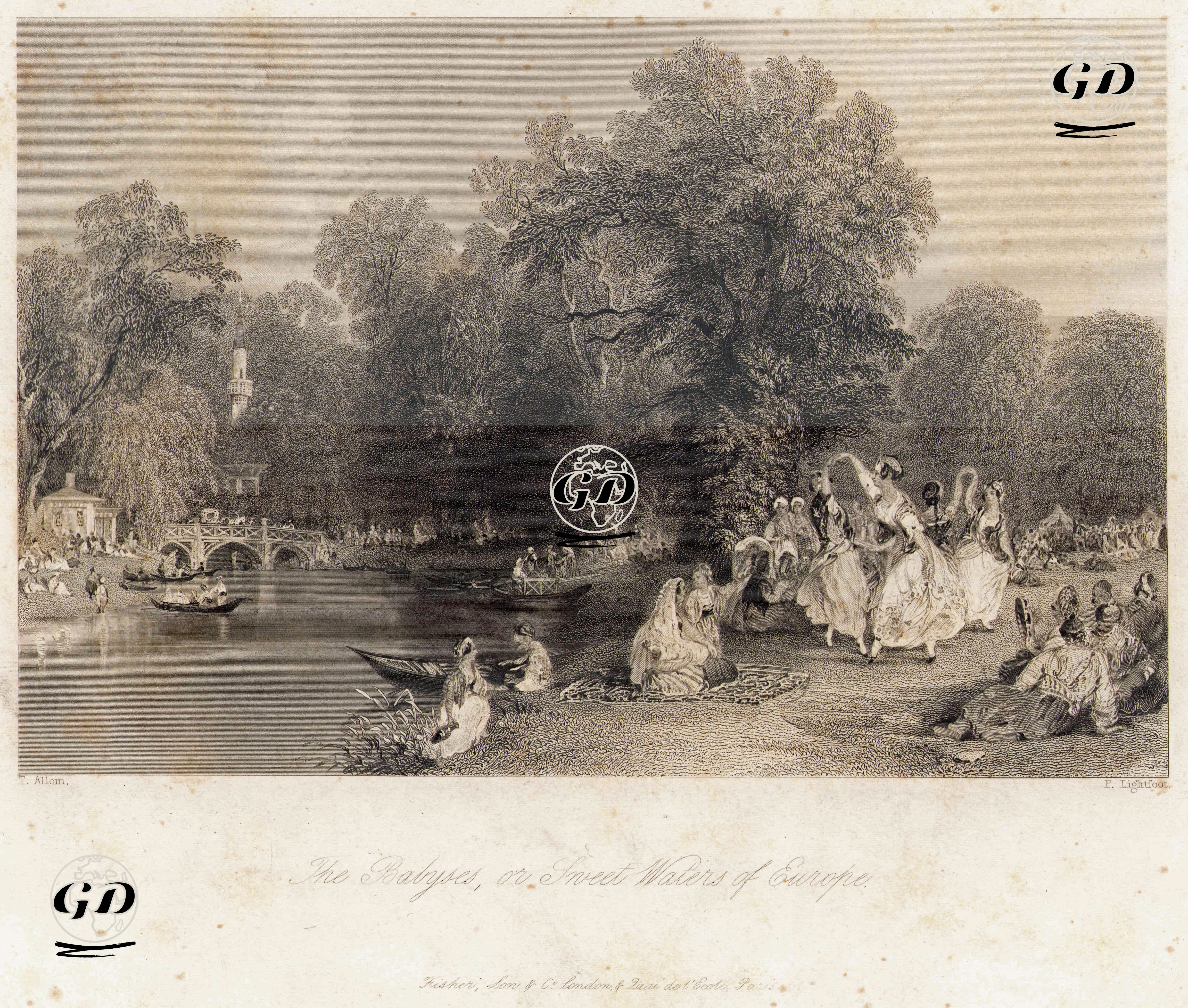 Tatlı Suları Olarak Bilinen Kağıthane Deresi Mesire Yeri, Barbisos - Thomas Allom (1804-1872) - 1838