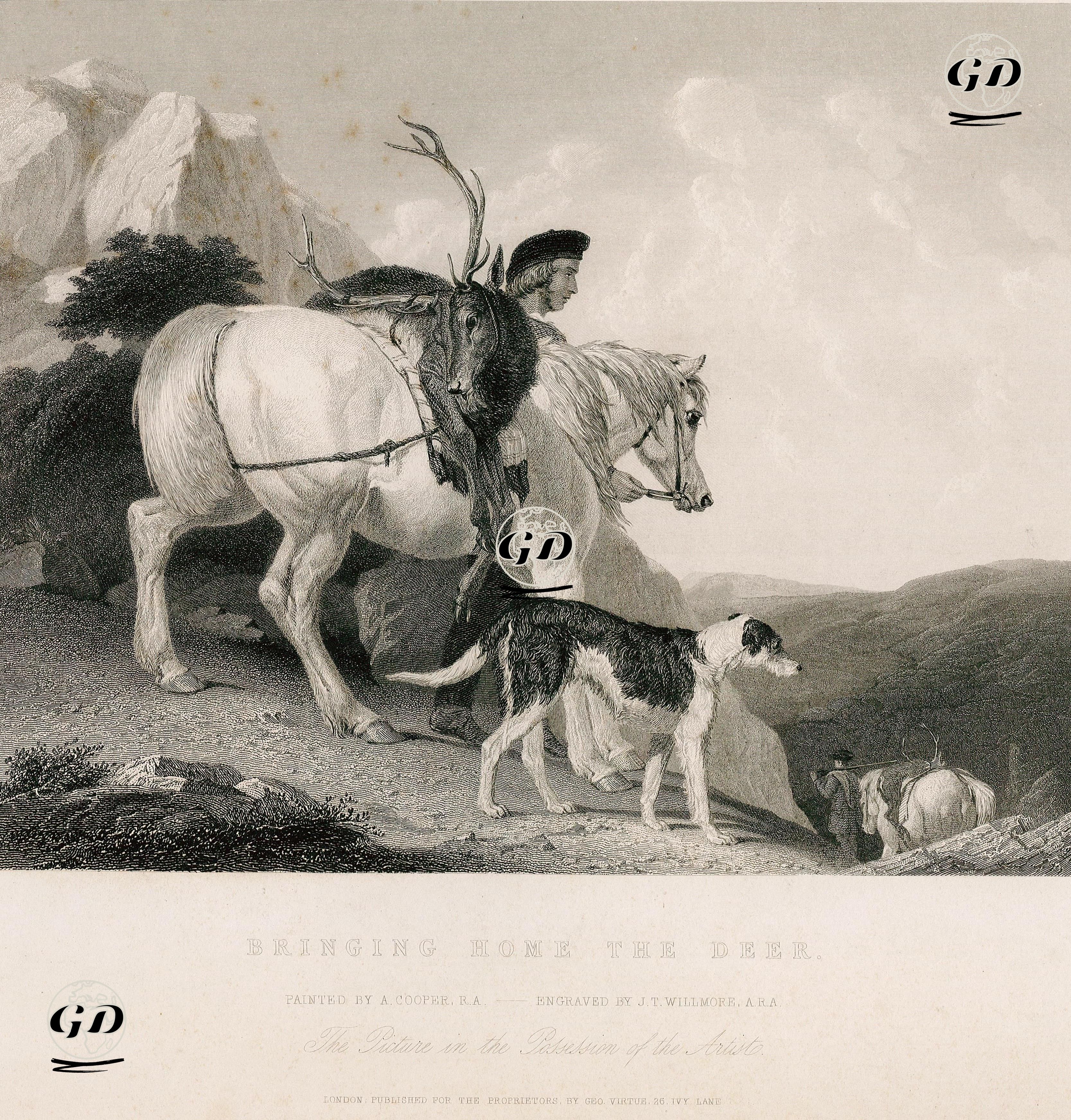 Bringing Home The Deer  - Abraham Cooper (1787-1868) - 1846