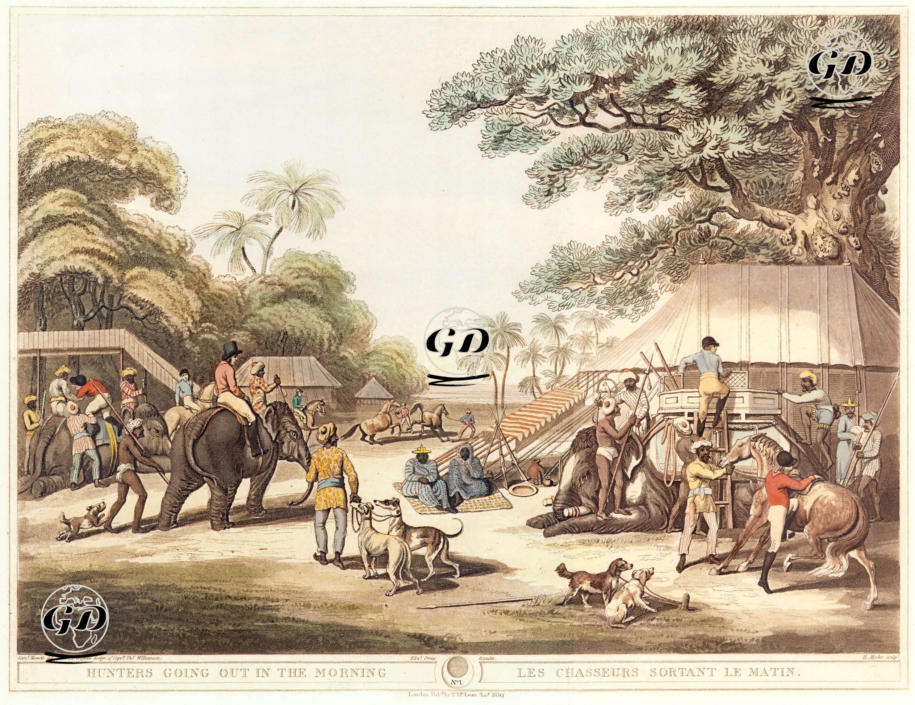 Avrupalı Avcılarının Hindistan'da Sabahleyin Ava Gitmeleri - Samuel Howitt (1756-1822)-Thomas Williamson (1790-1815) - 1819