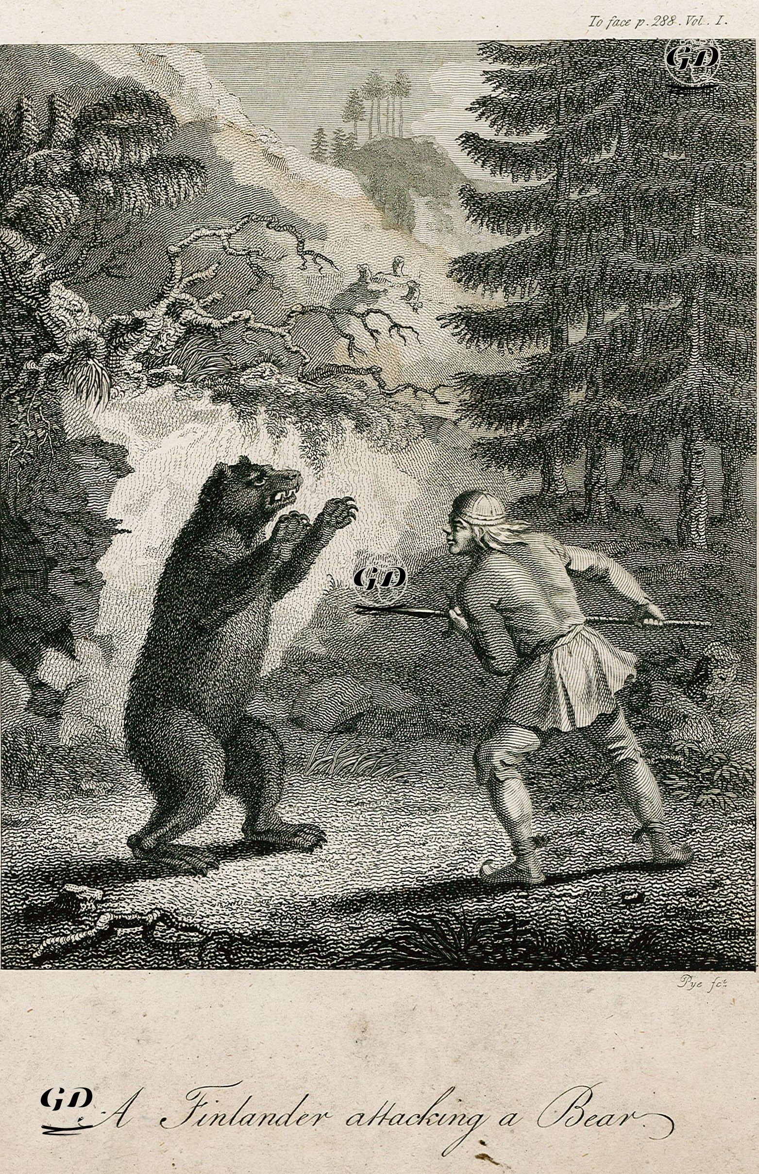 A Finlander Attacking A Bear -  - 1802