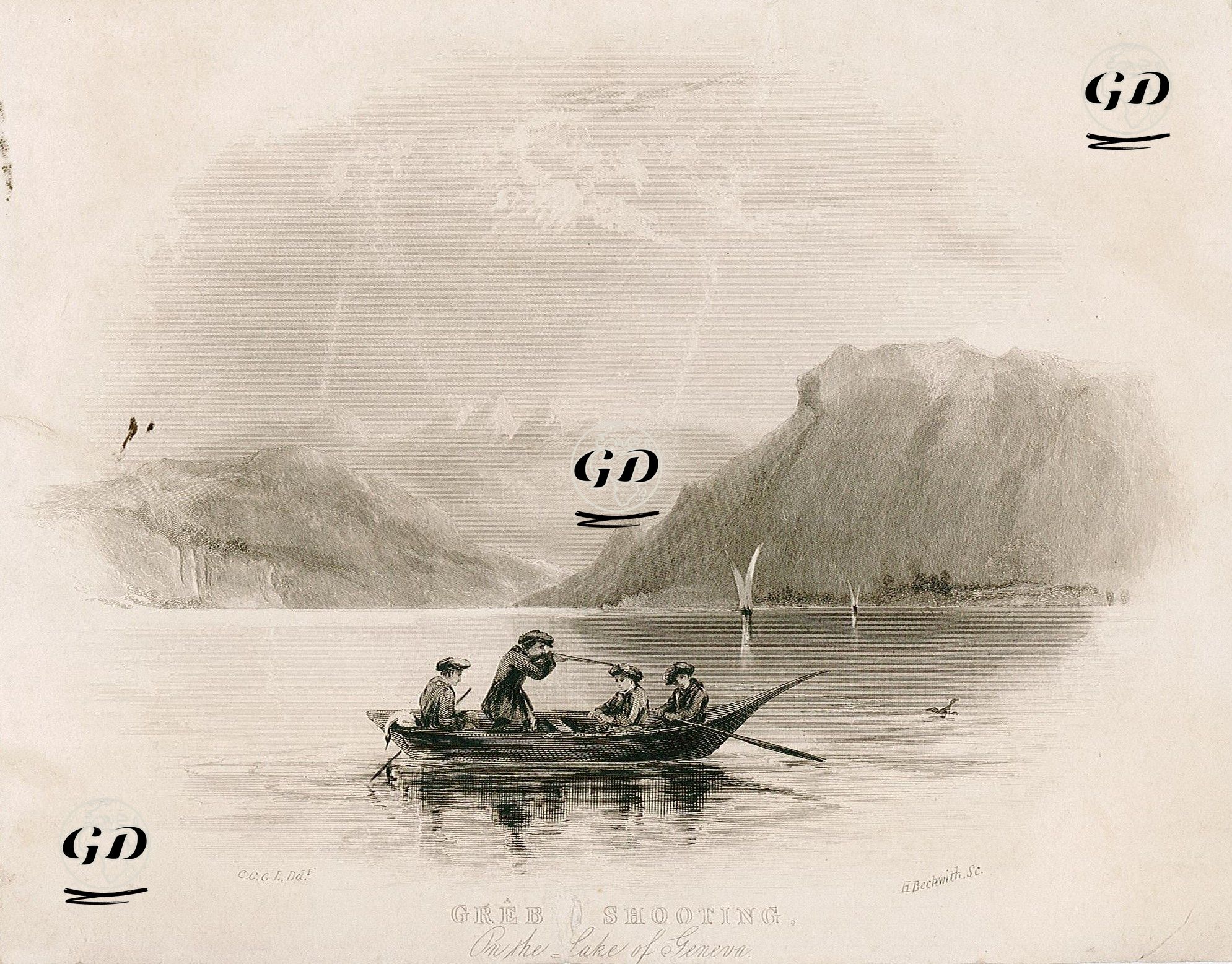 Cenevre Gölünde Ördek Avı - C.C.C.L. - 1850's