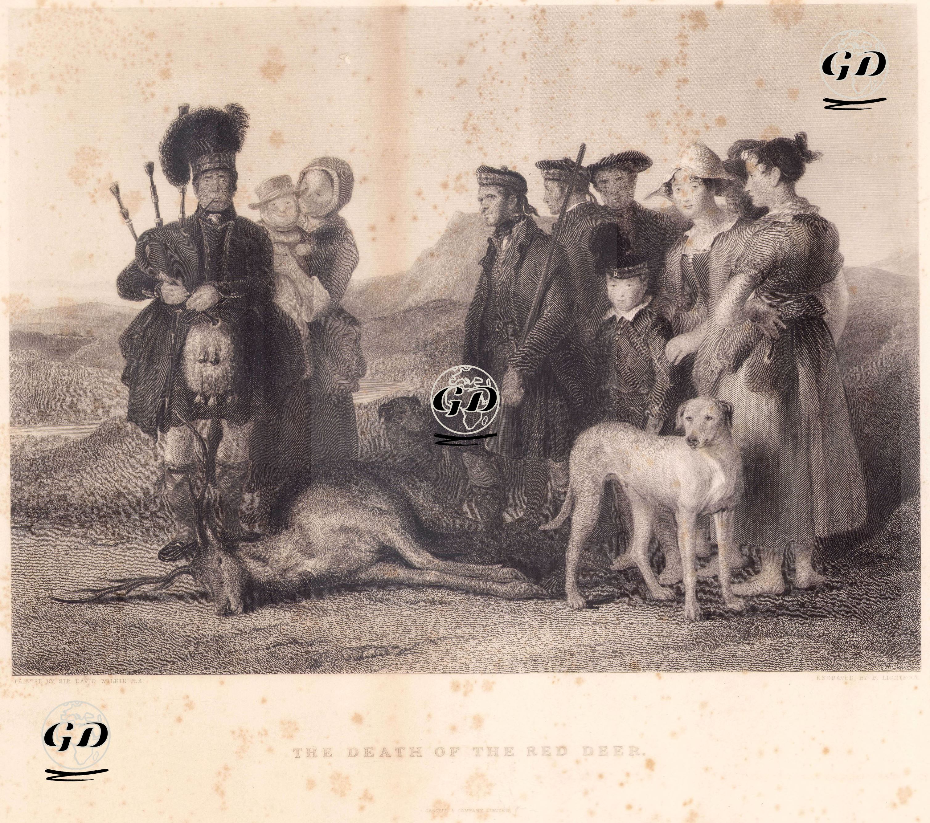 Avcılar tarafından Vurulmuş Kızıl Geyik - David Wilkie(1785-1841) - 1843