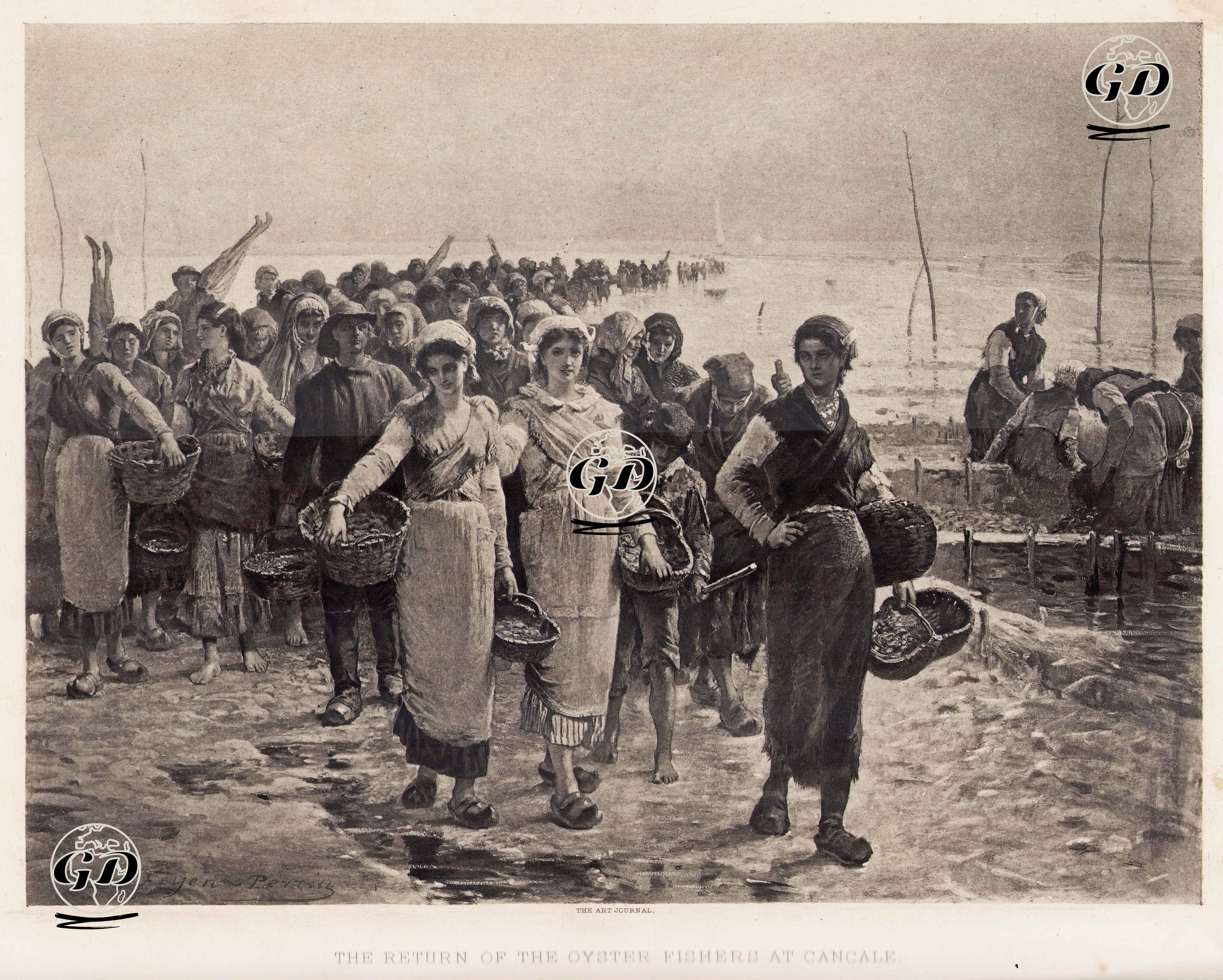 The Return Of The Oyster Fishers At Cancale - Auguste Feyen Perrin (1826-1888) - 1892