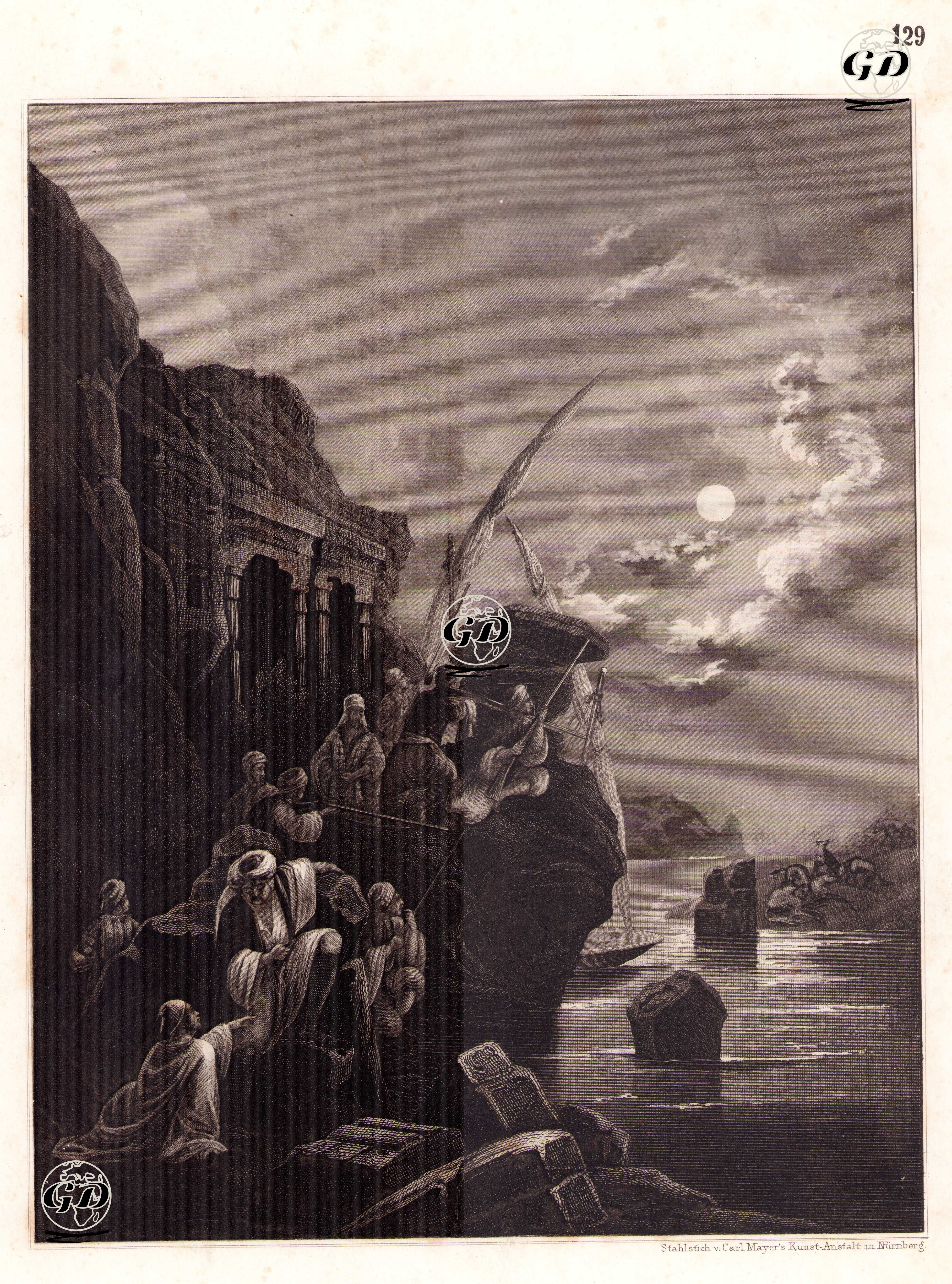 Hyaenen Jagd am Nile (Hunting Hyenas On The Nile) -  - 1852