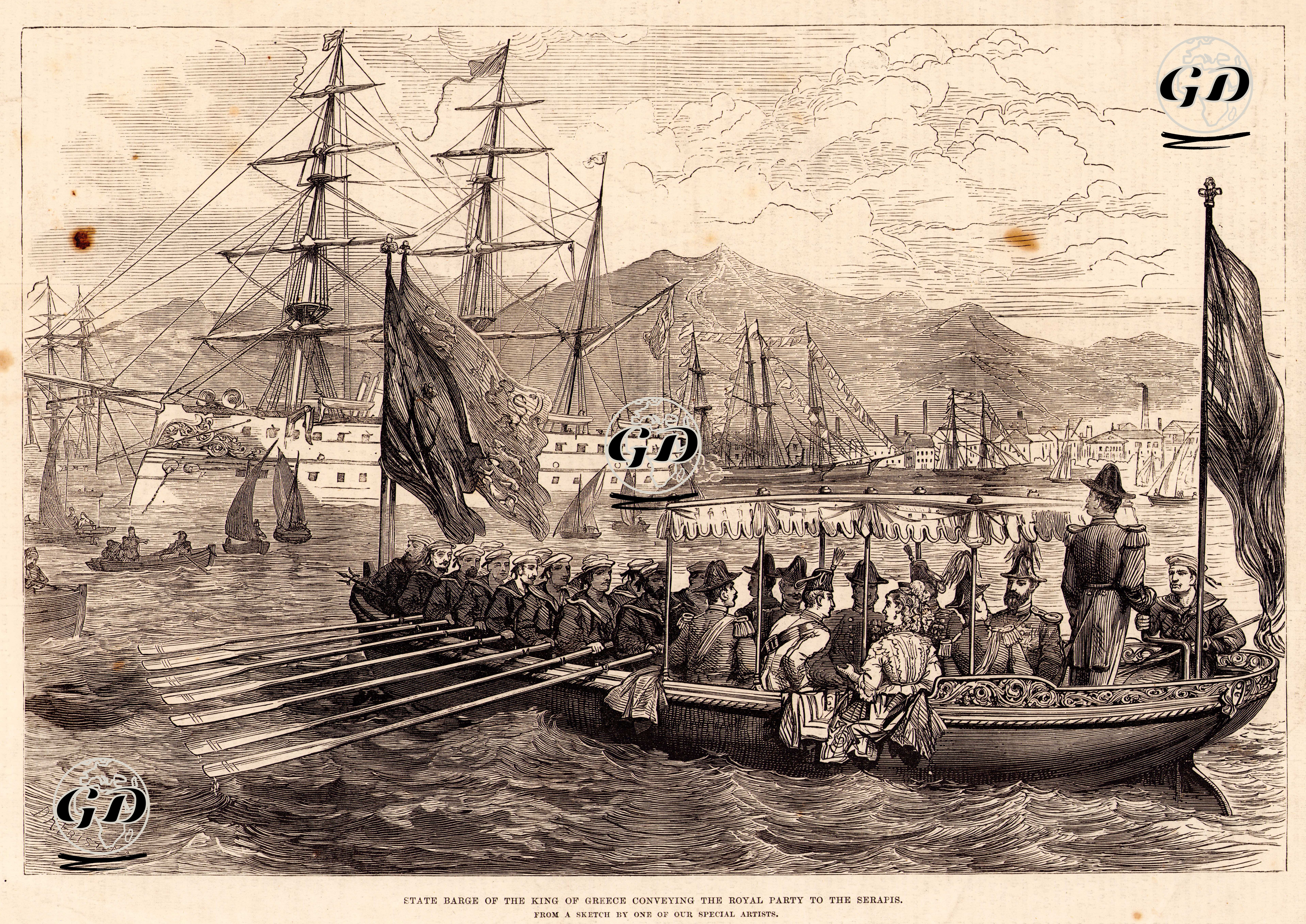 "Serapis" Gemisindeki Kraliyet Partisine Yunanistan Kraliyet Kayığı ile Gidilmesi -  - 1875