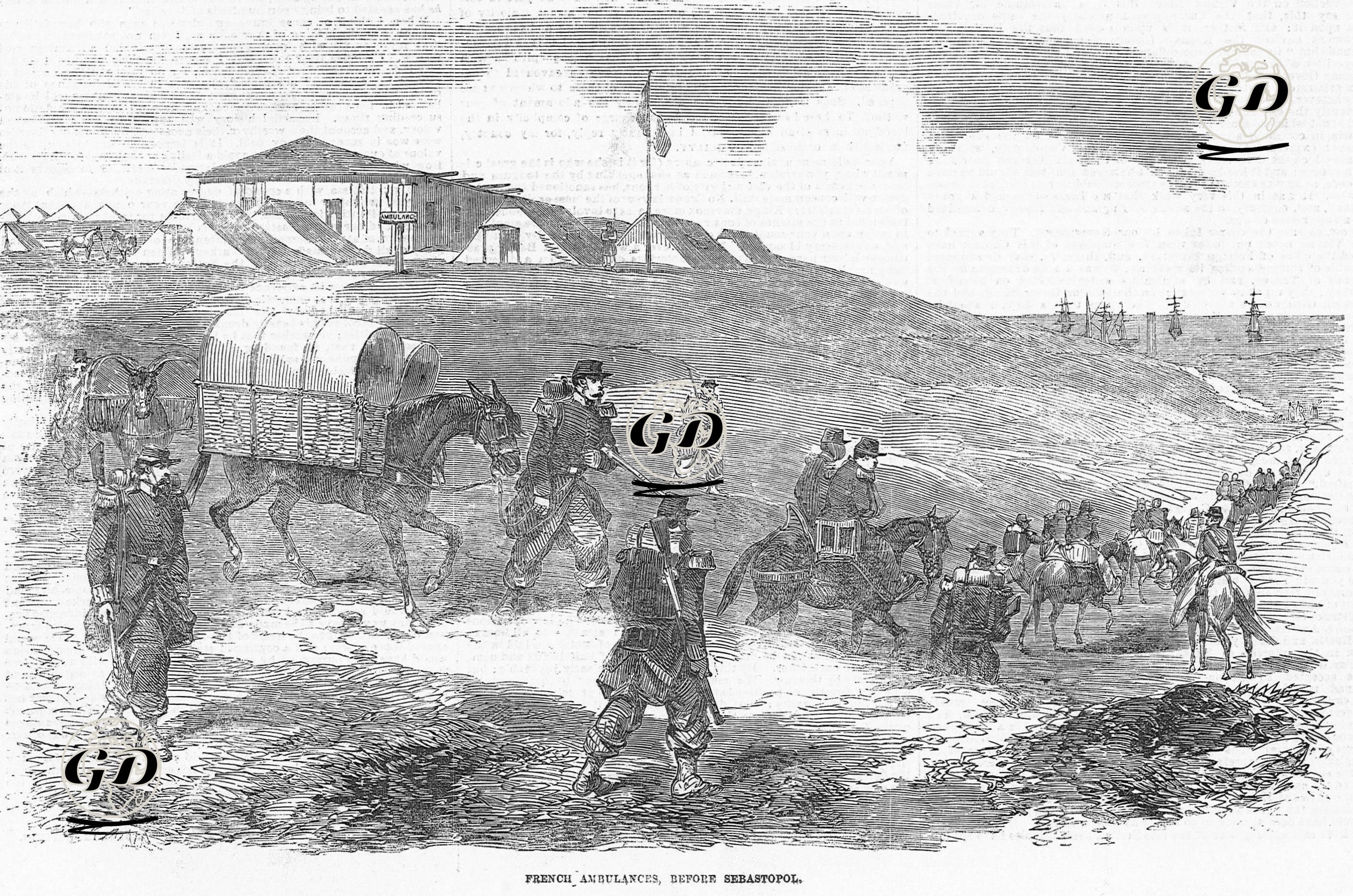 1853-1856 Osmanlı-Rus Savaşı (Kırım Savaşı) Sırasında Sivastopol'daki Fransız Ambulansları  -  - 1854