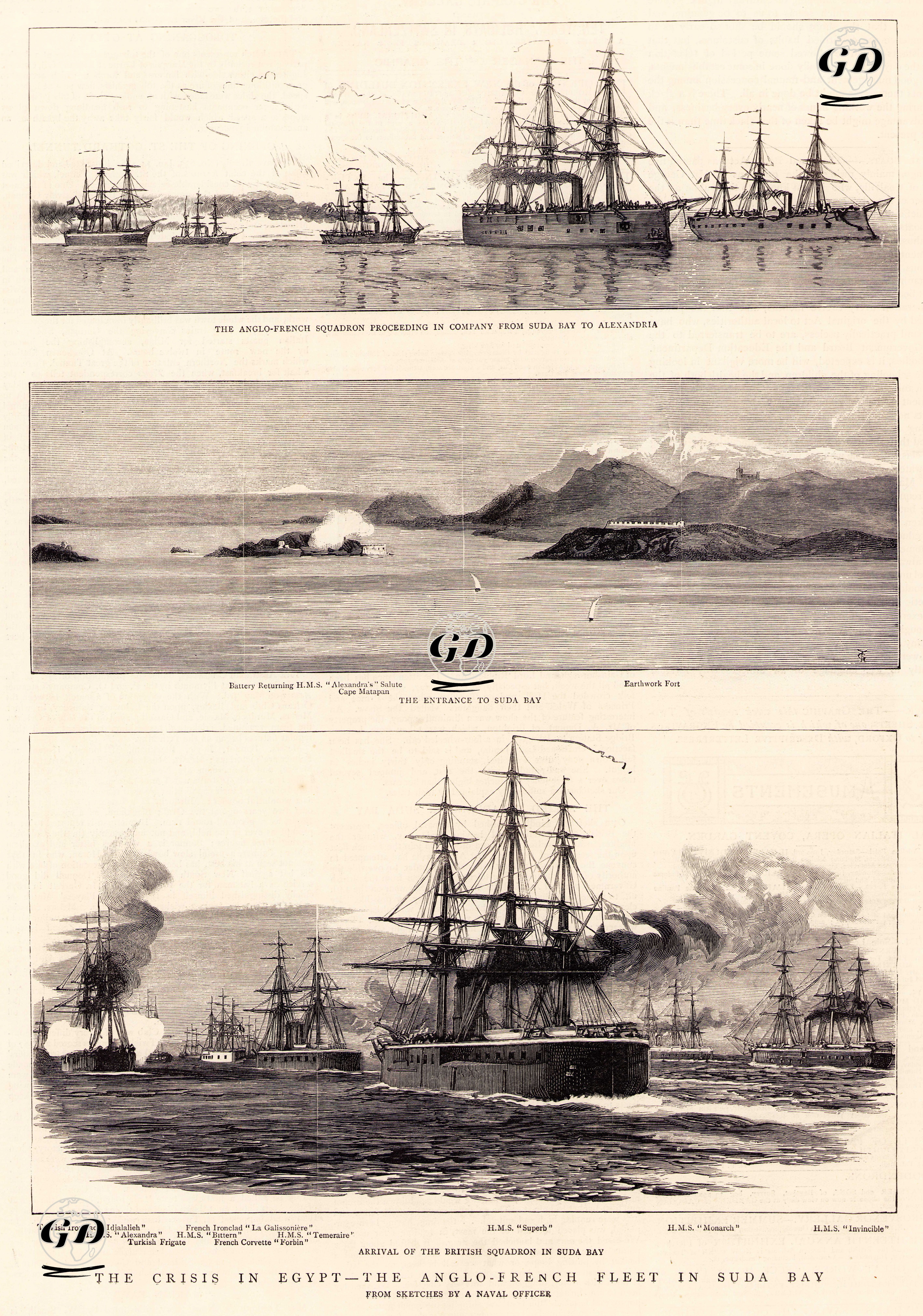 Mısır Krizi İçin Anglo-Fransız Donanması Girit'in Suda Koyunda  -  - 1882