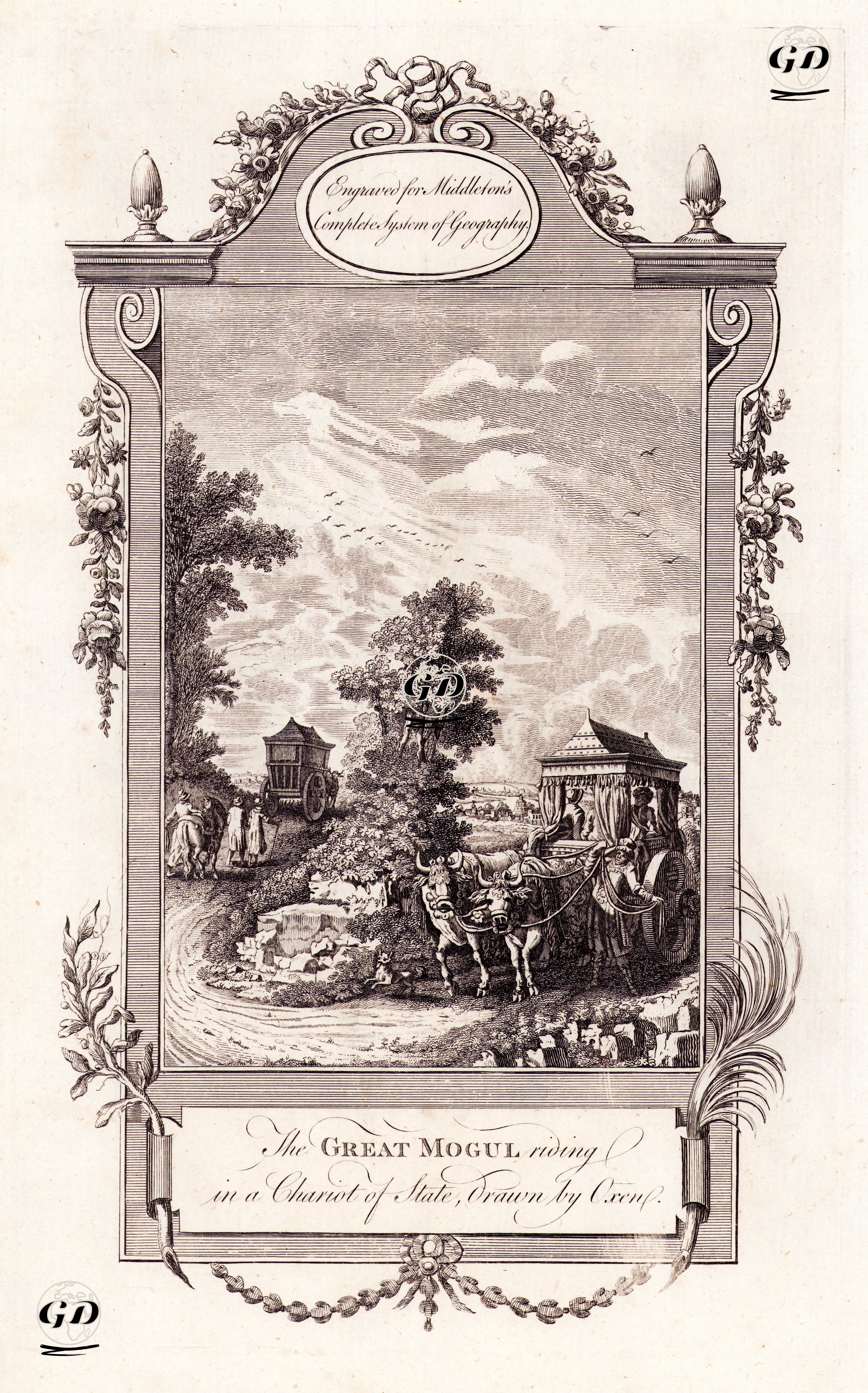 The Great Mogul Riding in a Chariot of State, Drawn by Oxen. - Oxen - 1778