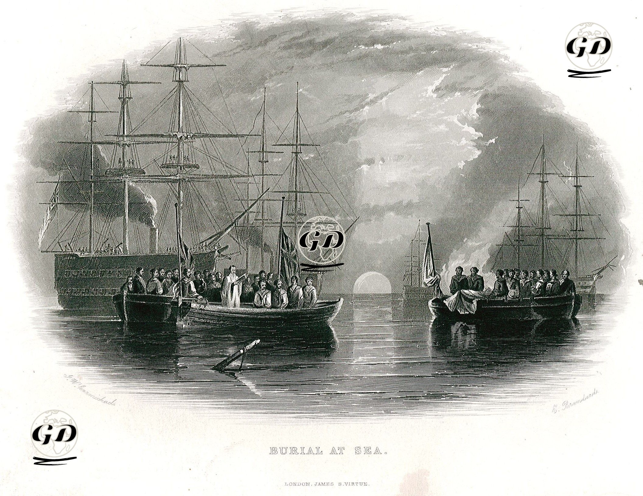 Denizde Cenaze Töreni - James Wilson Carmichael (1800-1868) - 1850's