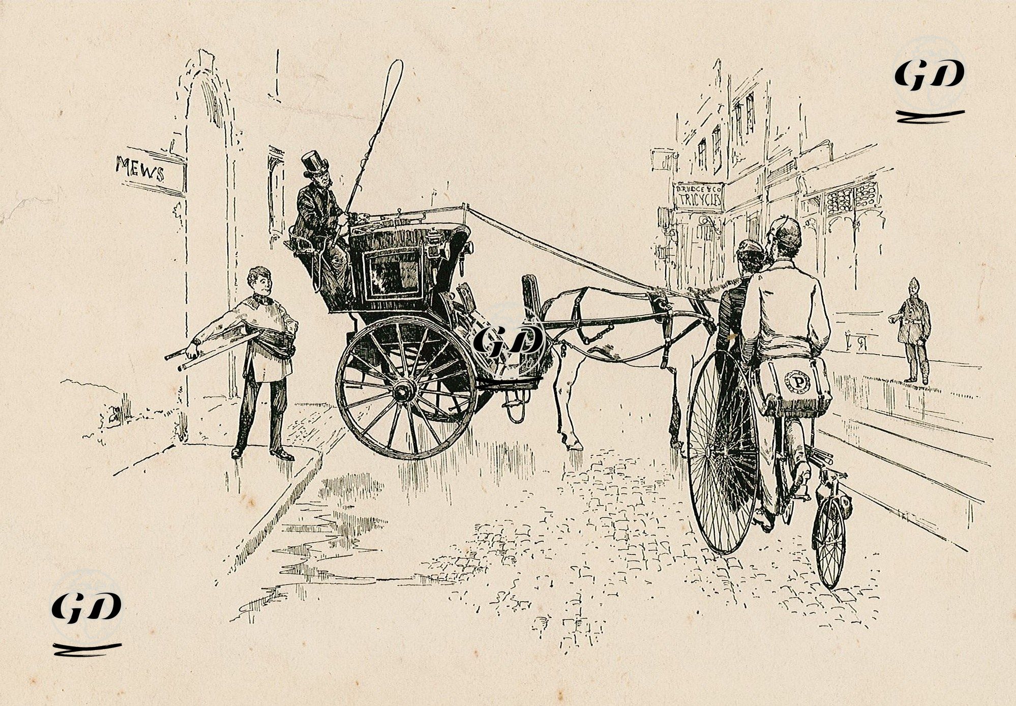 Cart and Bicycle -  - 1890's