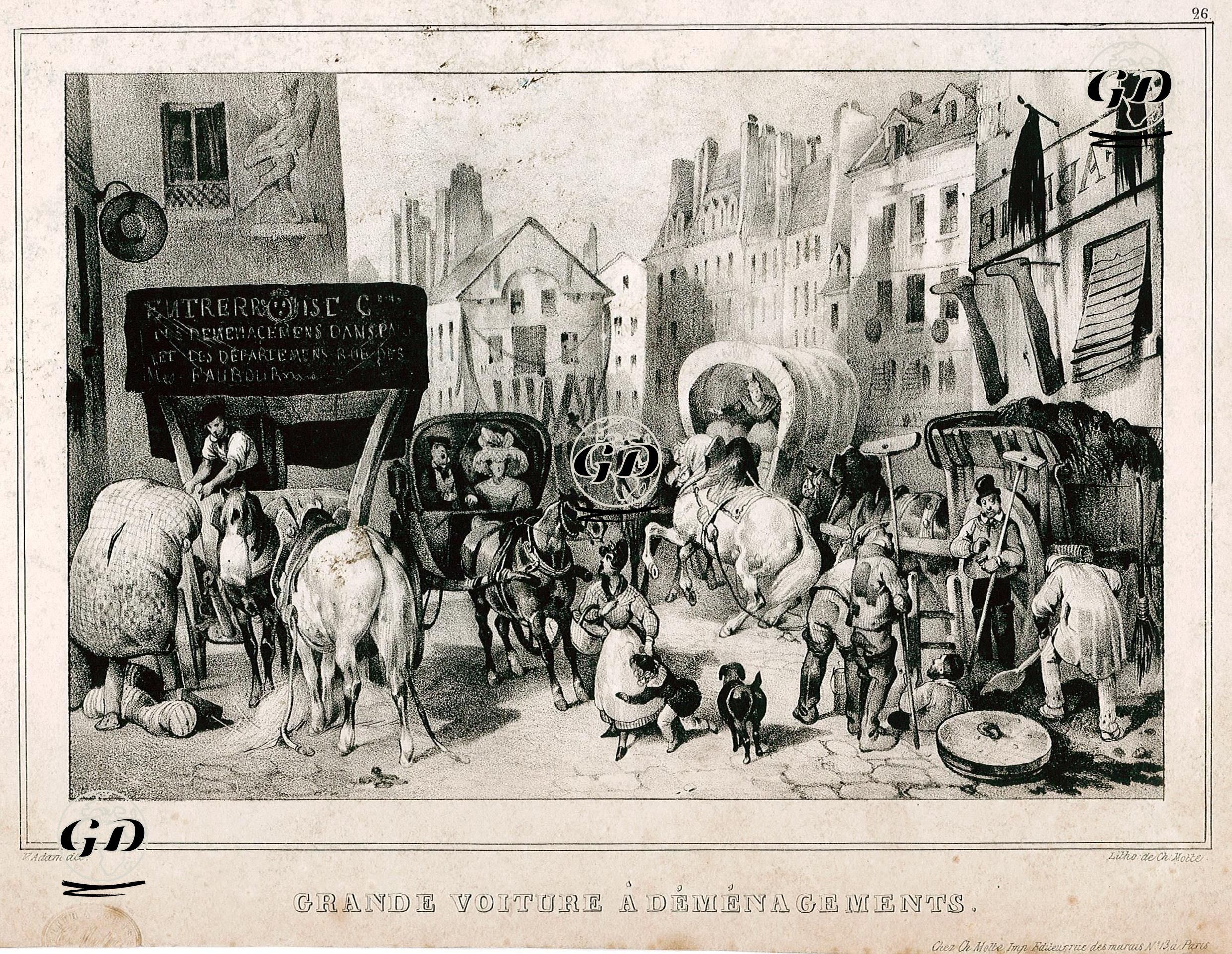 Şehir İçindeki Arabalar - Victor Jean Adam (1801-1867) - 1830's