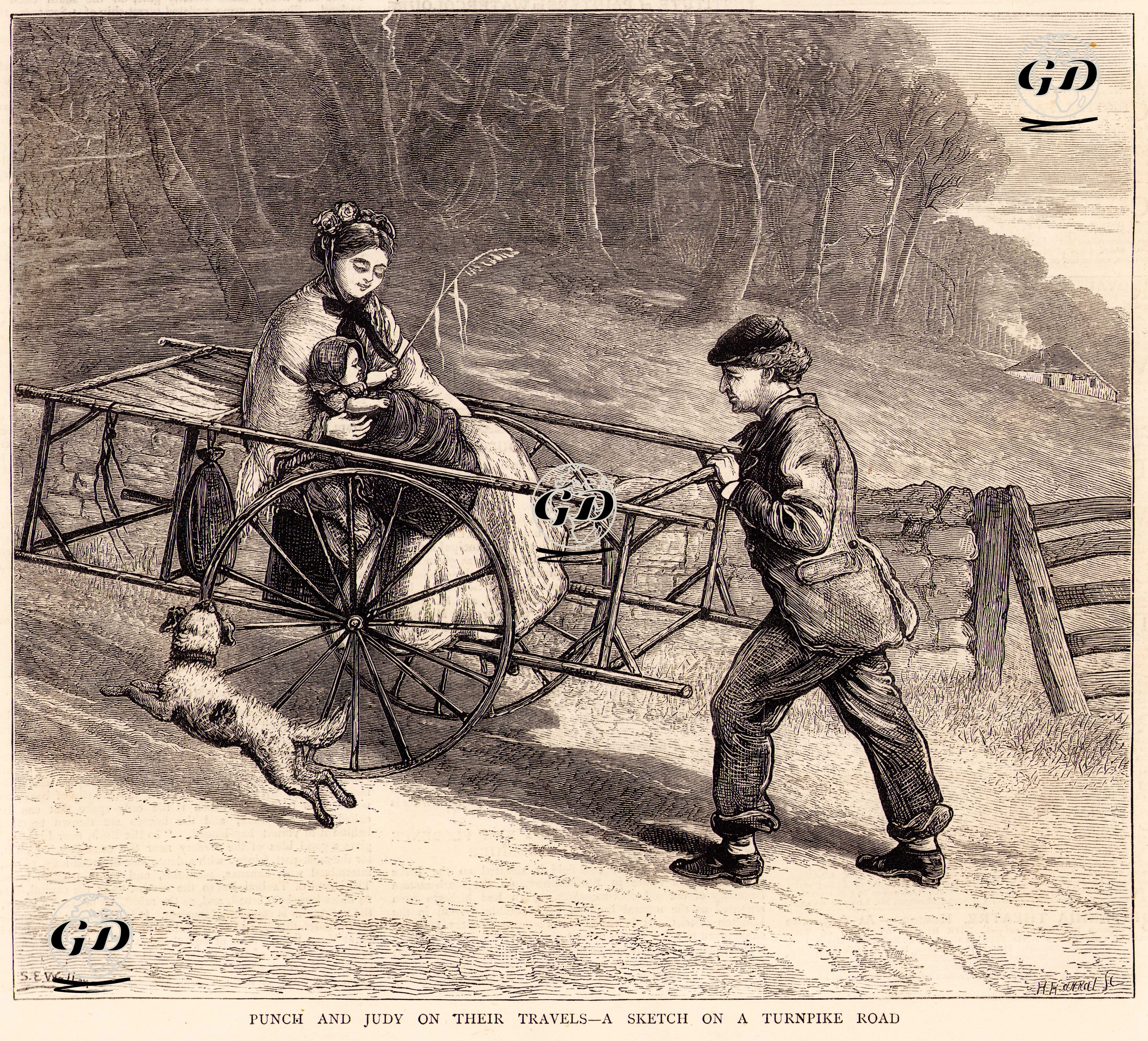 Punch And Judy On Their Travels, A Sketch On A Turnpike Road  - Samuel Edmund Waller (1850-1913) - 1875