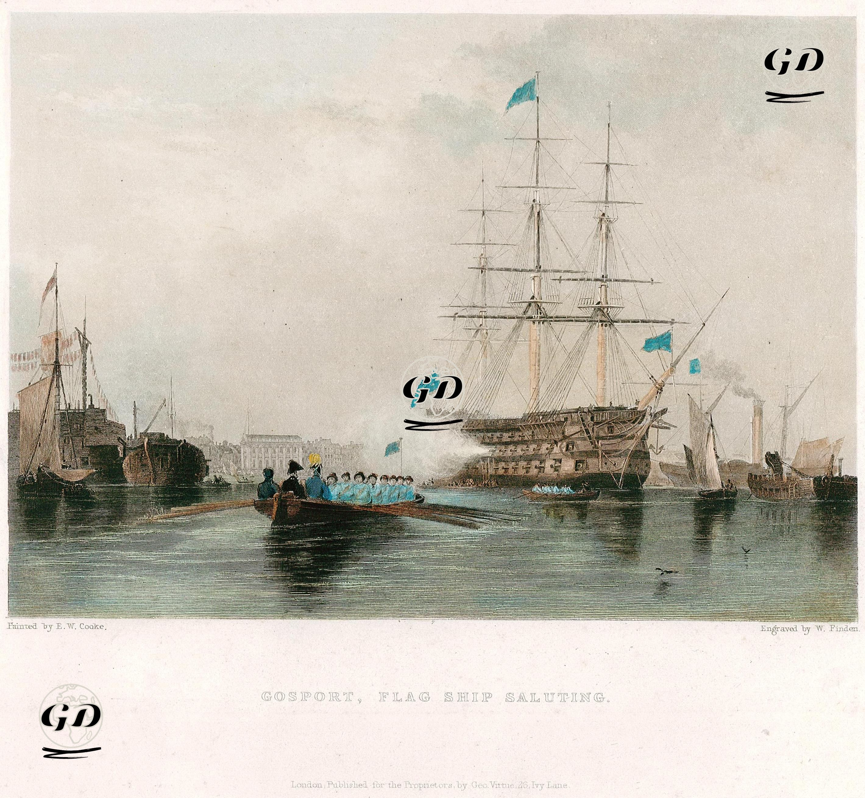 Amiral Gemisi "Gosport'un" Top Ateşi İle Selamlaması - Edward William Cooke (1811-1880) - 1842