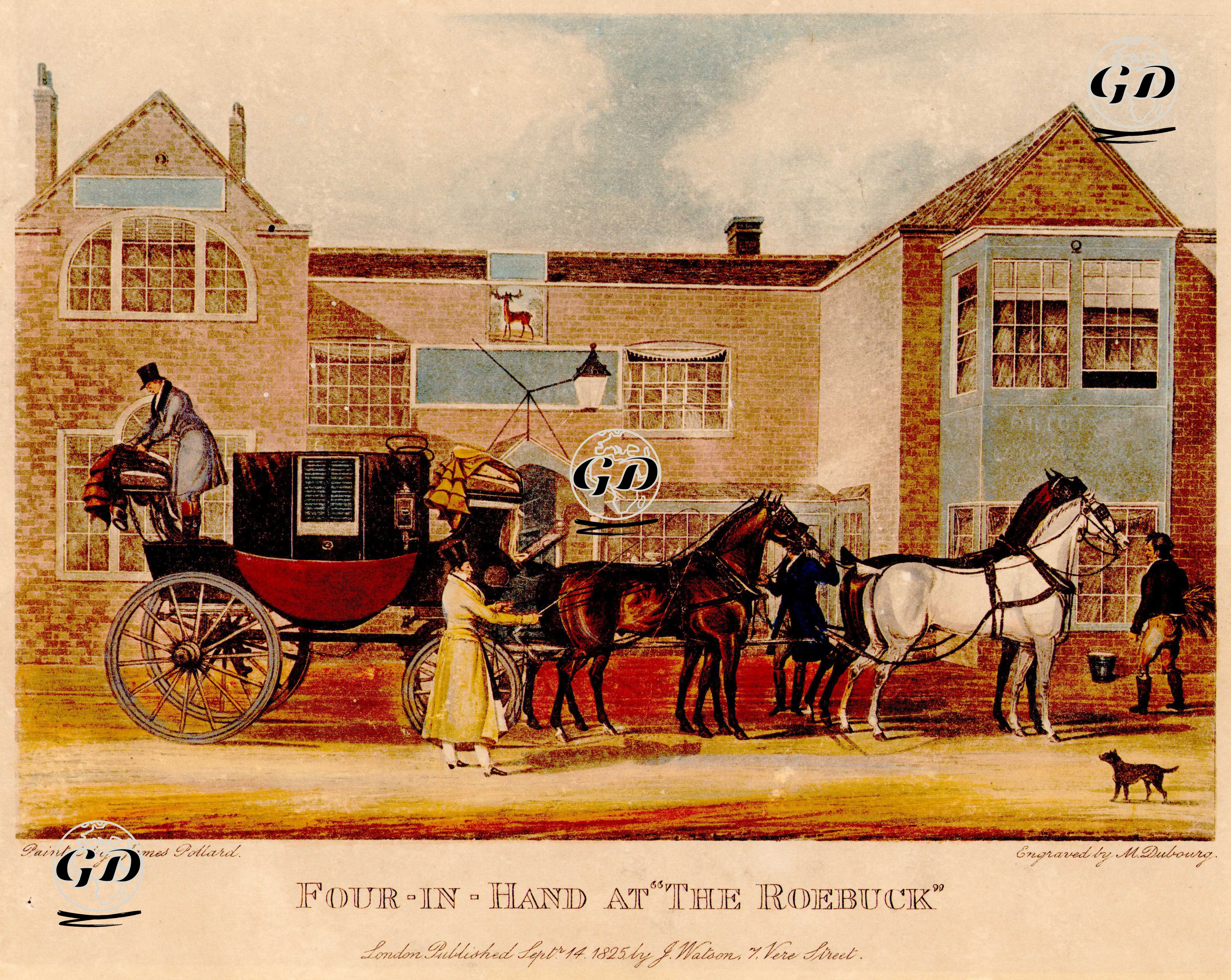 Roebuck Hanın Önünde Dört Atlı Posta Arabası - James Pollard (1792-1867) - 1825