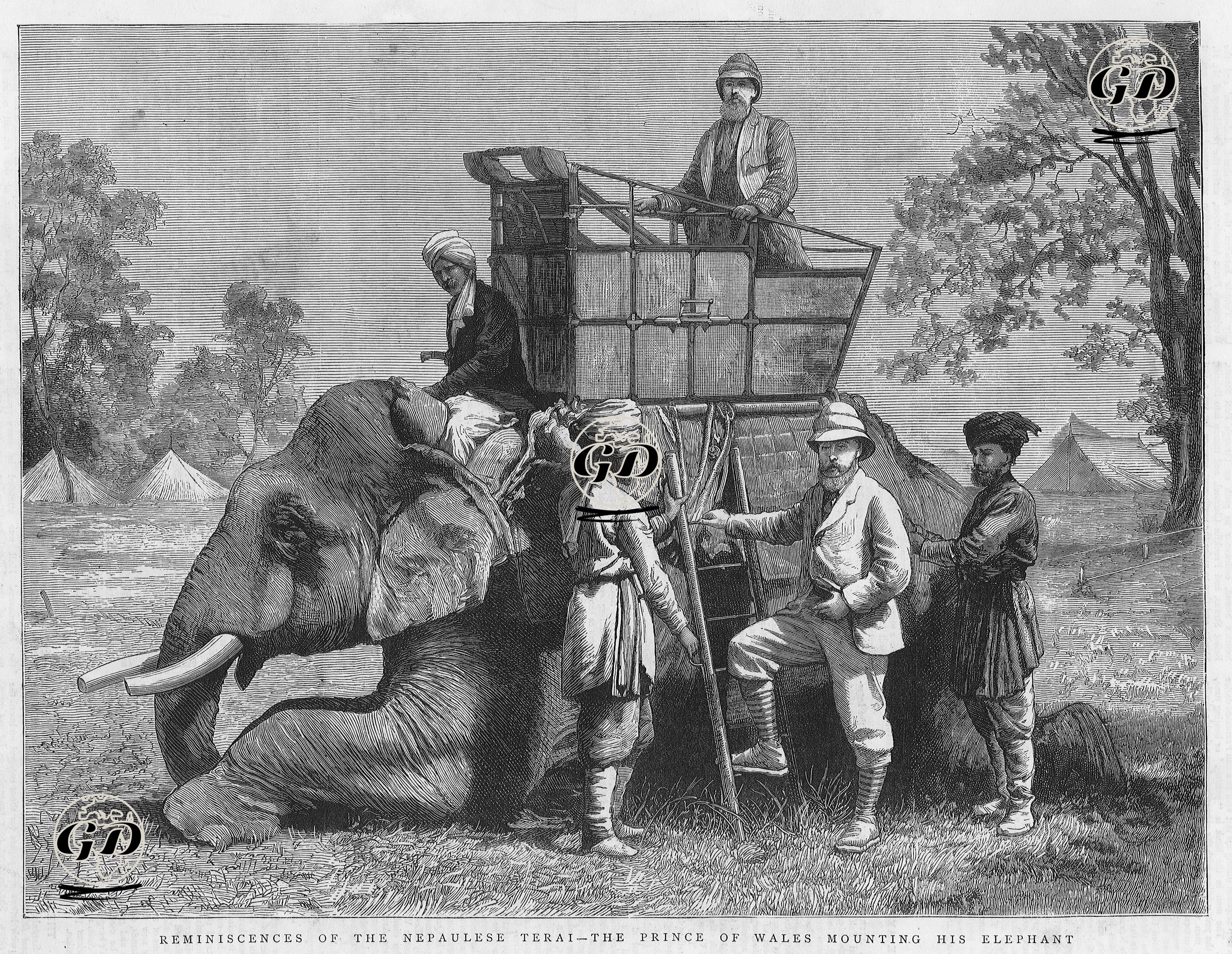 Reminiscences Of The Nepaulese Terai, The Prince Of Wales Mounting His Elephant -  - 1876