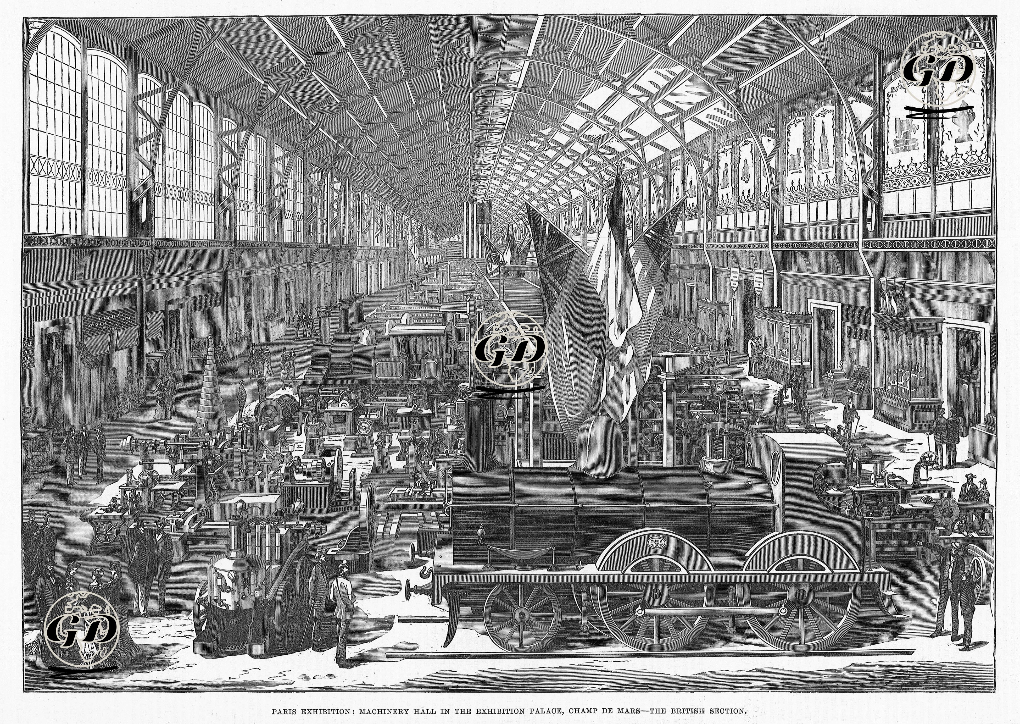 1878 Yılı Paris Uluslararası Sergisinde Champ De Mars'da Sergi Sarayında İngilizlerin İmal Ettiği Makineler  -  - 1878