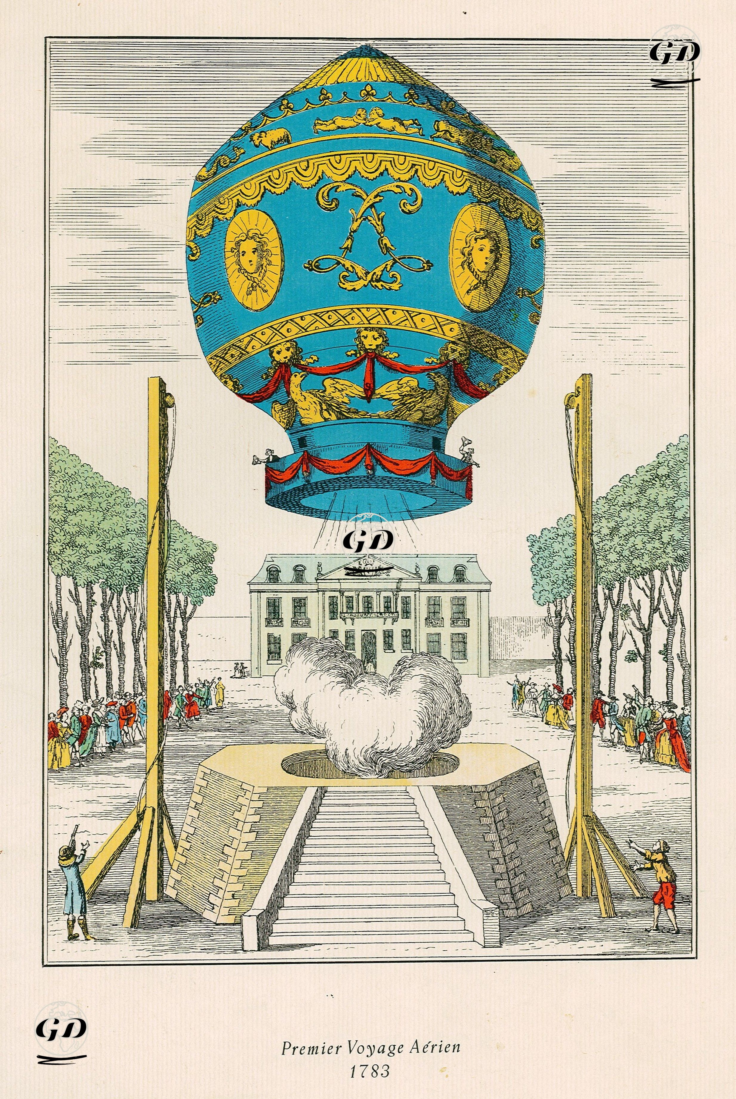 1783 Yıında Paris Versay Sarayında Montgolfier Kardeşler Tarafından Gerçekleştirilen İlk Balon Yolculuğu -  - 1950's