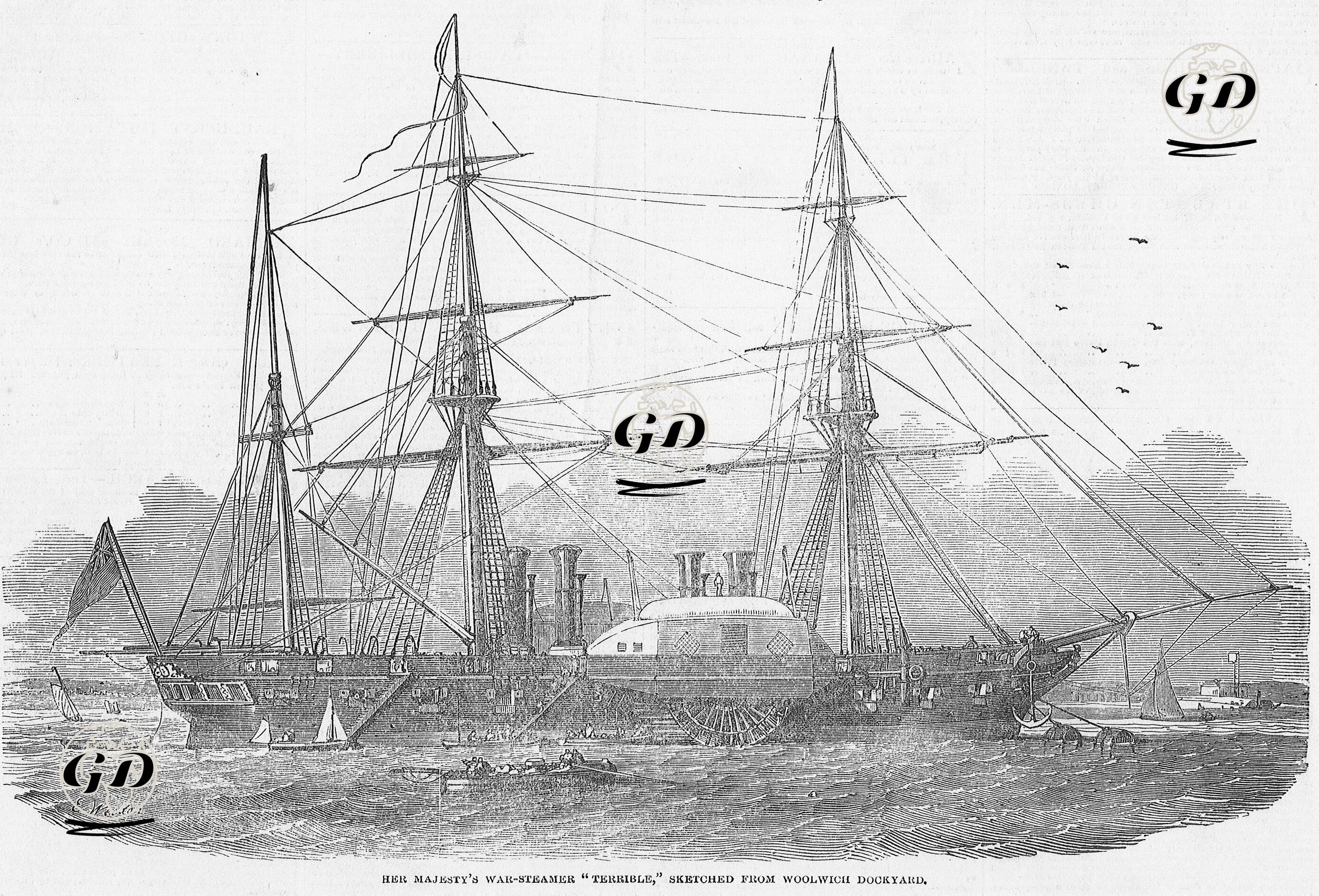İngiliz Kraliyet Buharlı Savaş Gemisi "Terrible" -  - 1849