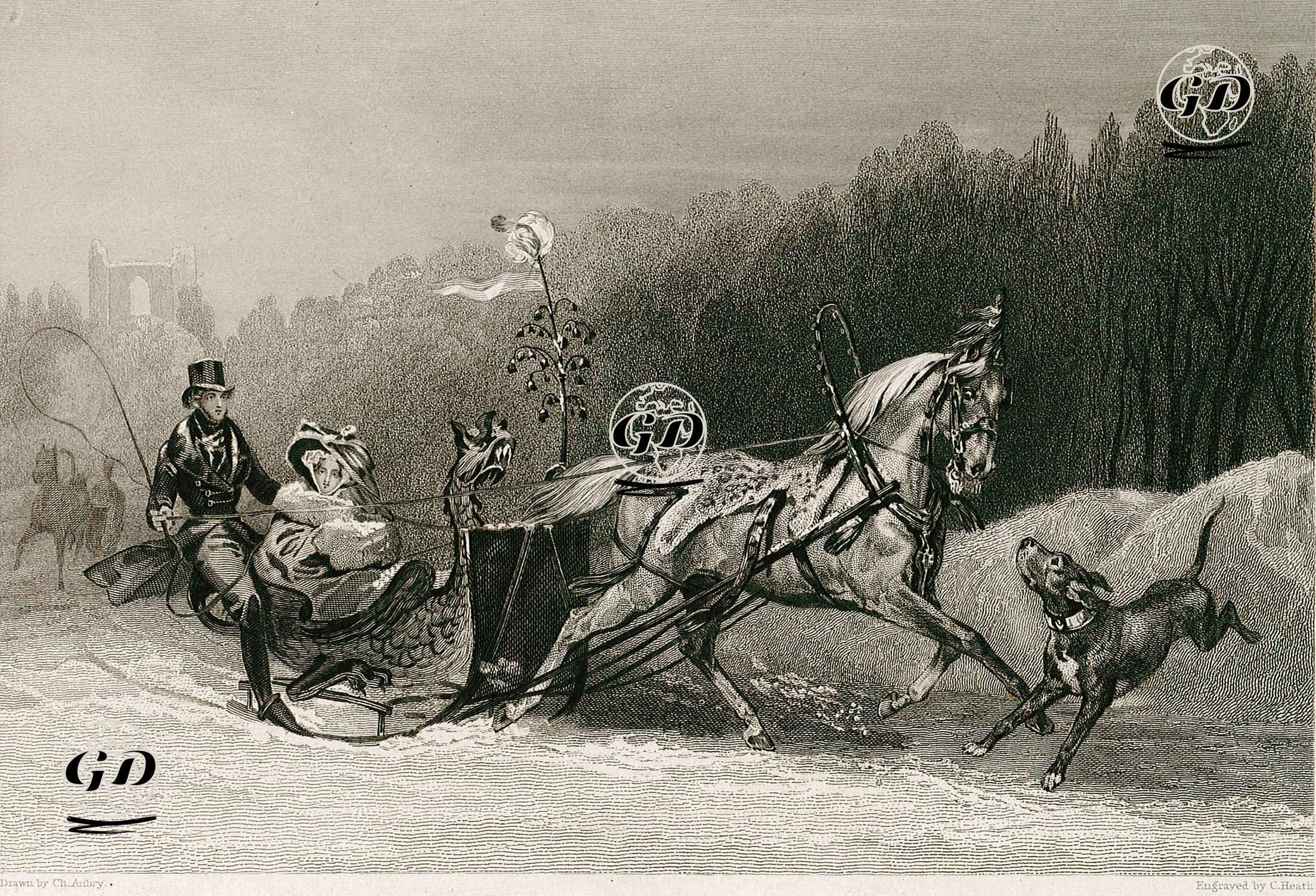 Kızaklı At Arabası - C.Aubry - 1832