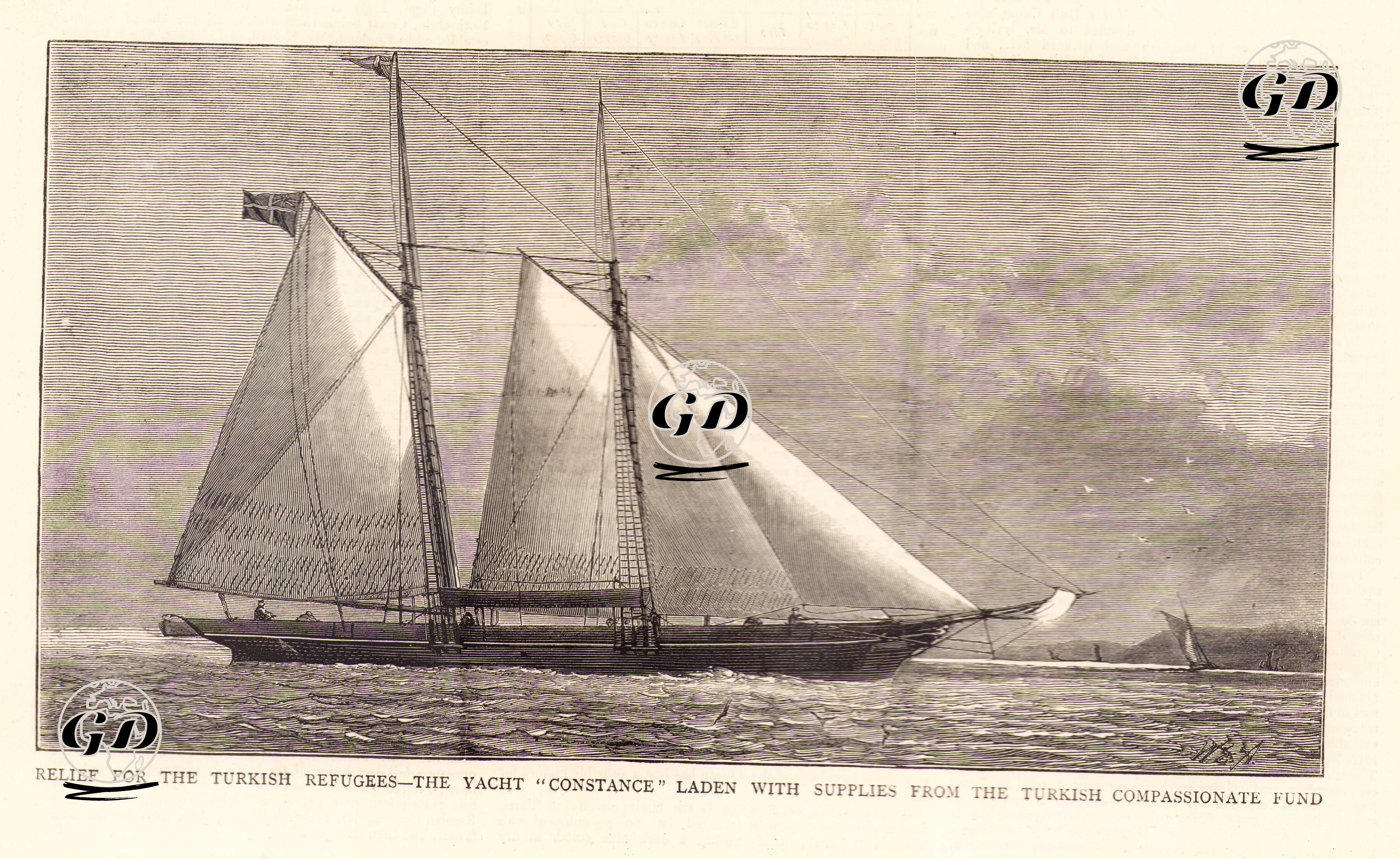 93 Harbinde Sırasında Türk Mültecilere İngiltere'den Yardım Götüren "Constance" İsimli Gemi" -  - 1877
