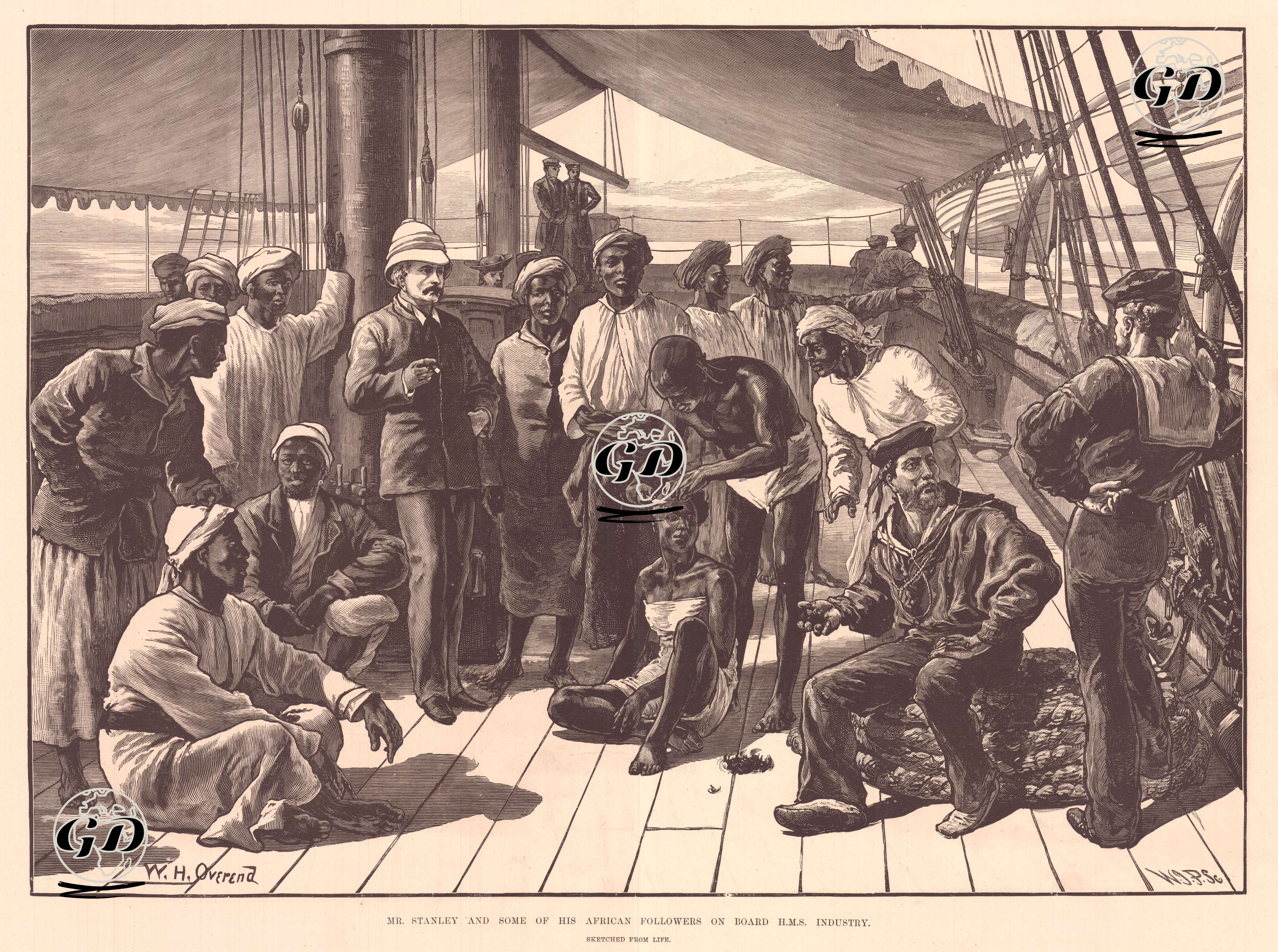 Mr.Stanley Ve Onla Beraber Afrika'ya Gidenler "Industry" Gemisinin Güvertesinde - William Heysham Overend (1851-1898) - 1878