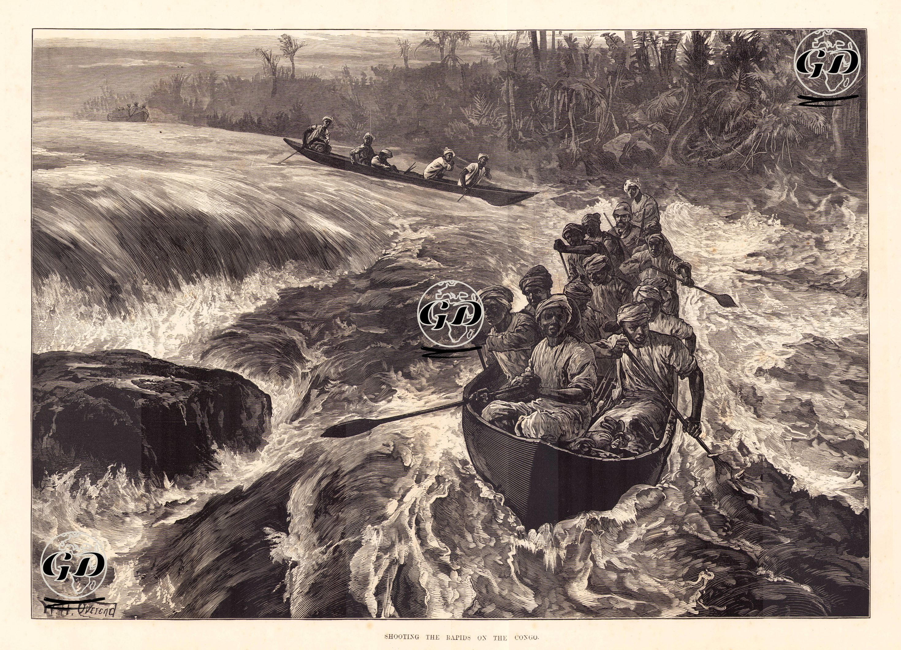 Kongo'da Azgın Nehir Sularında Kano İle Yolculuk  - William Heysham Overend (1851-1898) - 1878