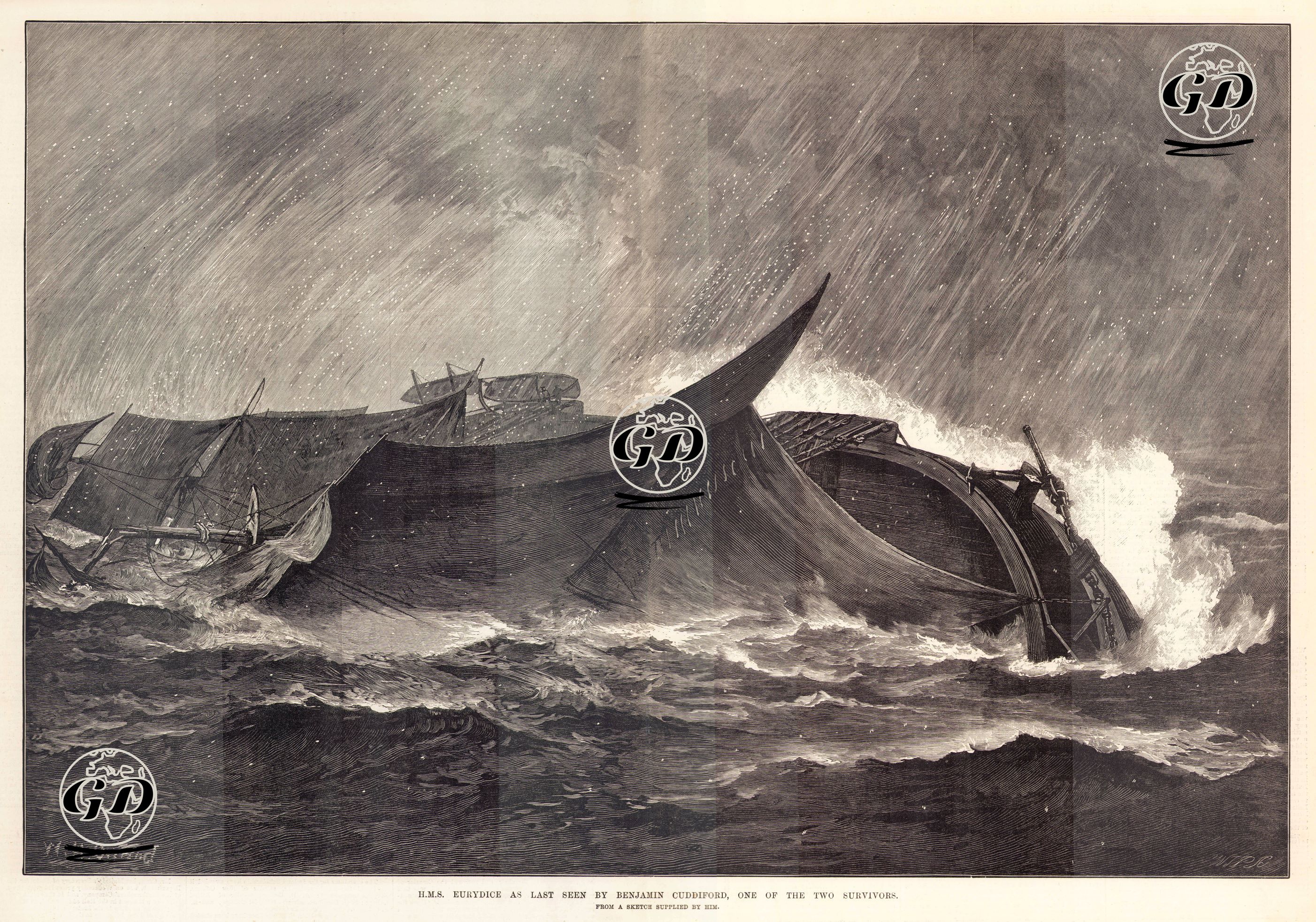 HMS Eurydice as Last seen by Benjamin Cuddiford, One of the Two Survivors - William Heysham Overend (1851-1898) - 1878