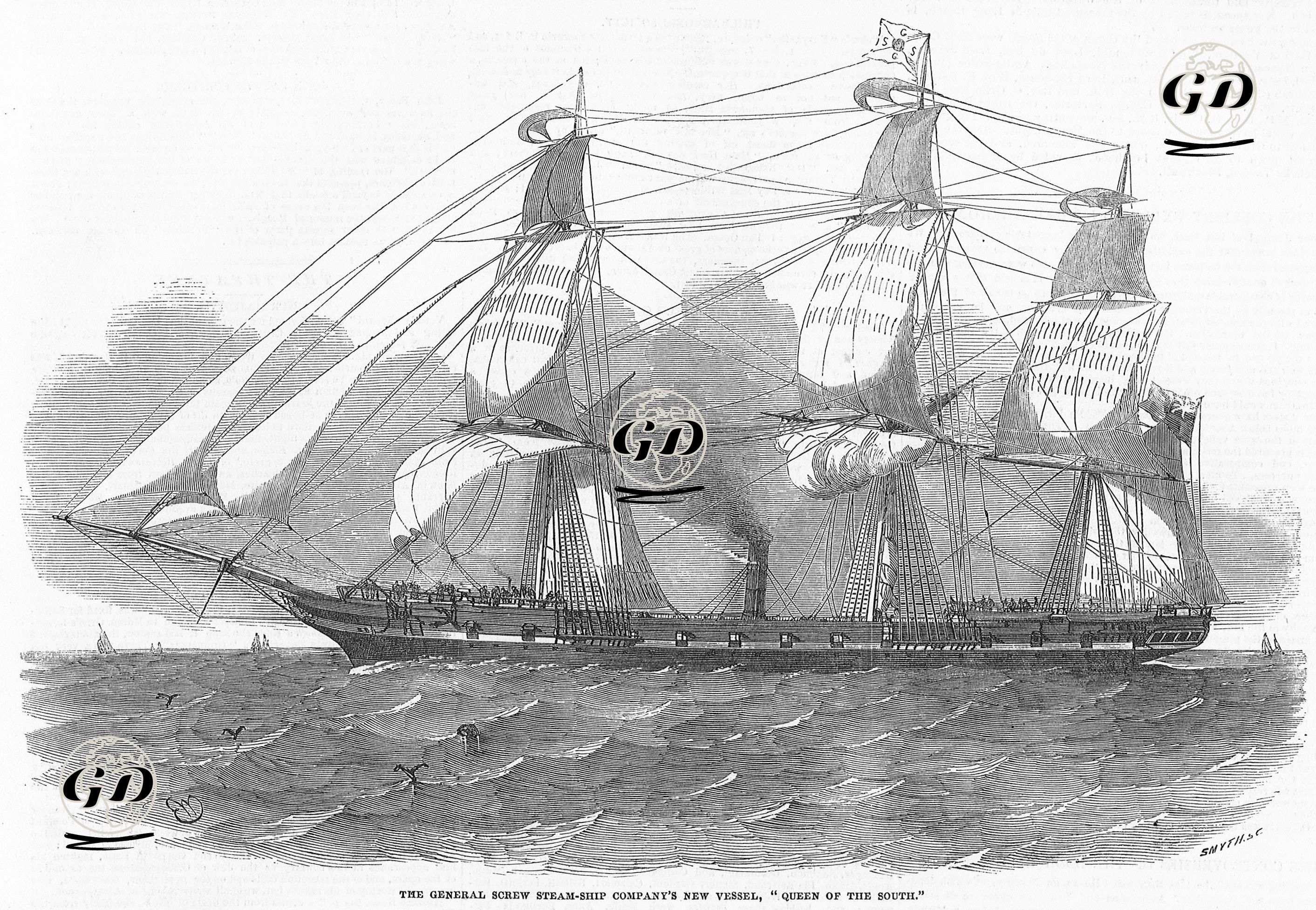 General Strew Steam Ship Şirketinin Yeni Gemisi "Queen Of The South" -  - 1852
