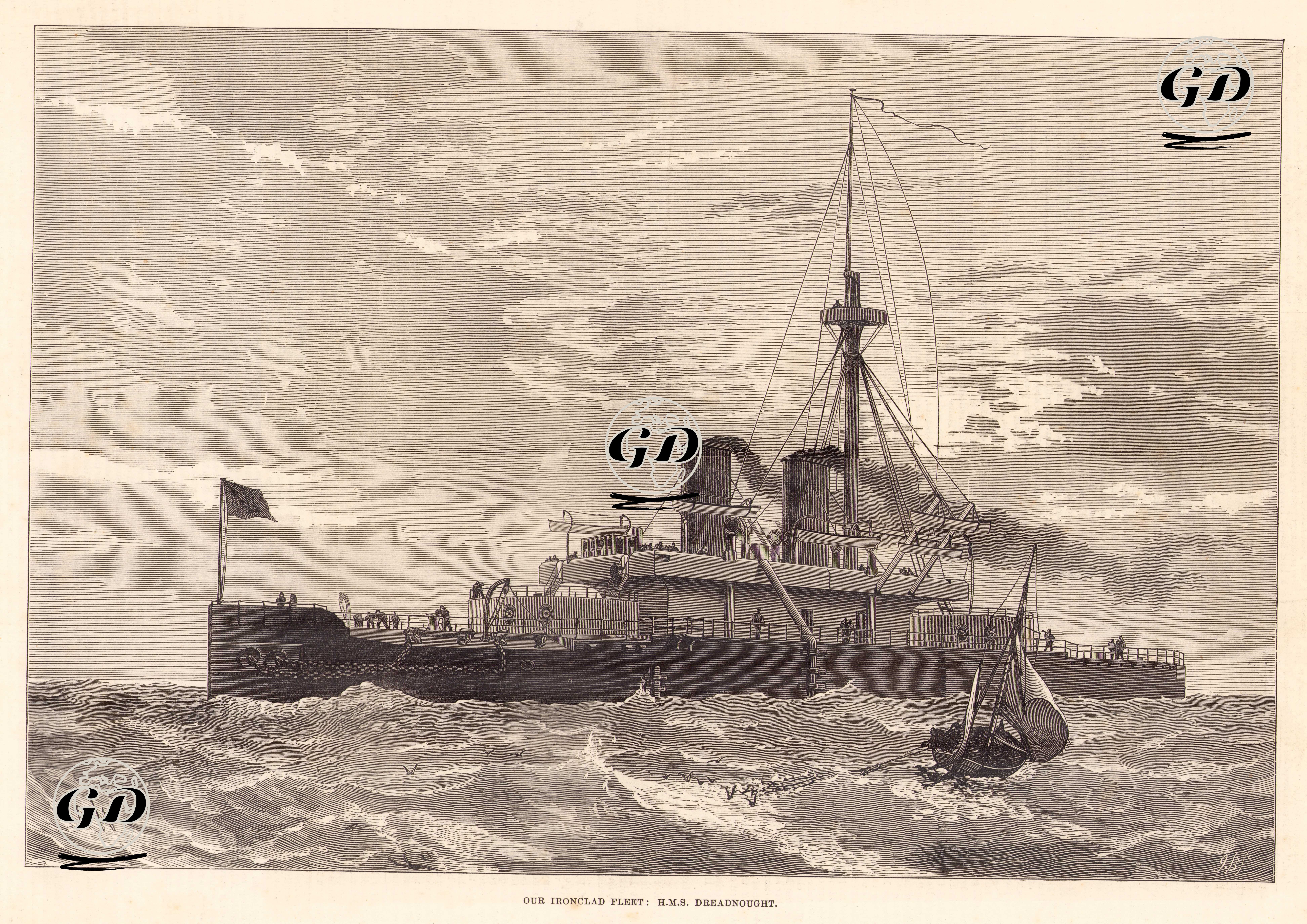 "HMS Dreadnought" isimli İngiliz Zırhlı Savaş Gemisi - Josiah Robert Wells (1849-1897) - 1878