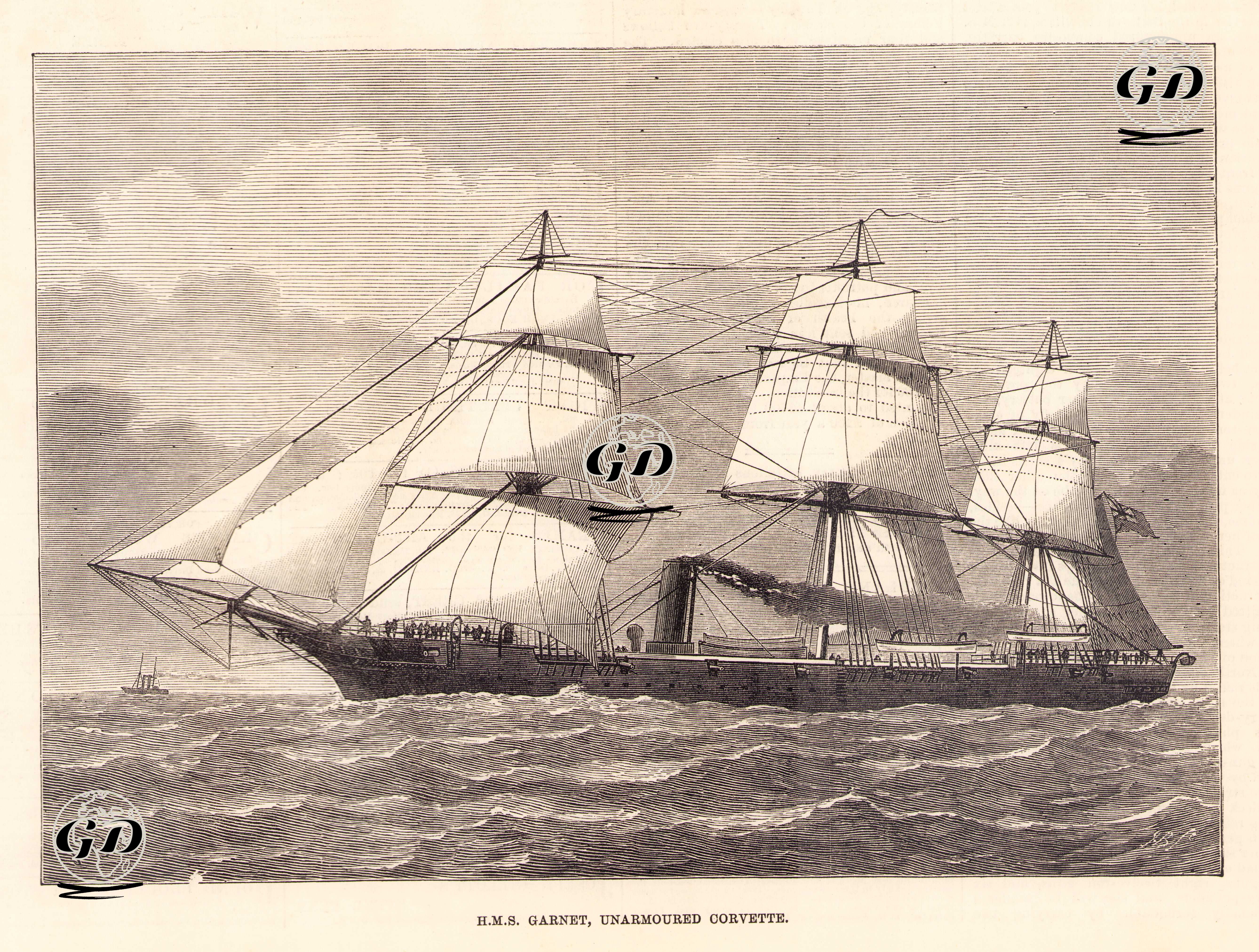 H.M.S.Garnet, Unarmoured Corvette -  - 1878
