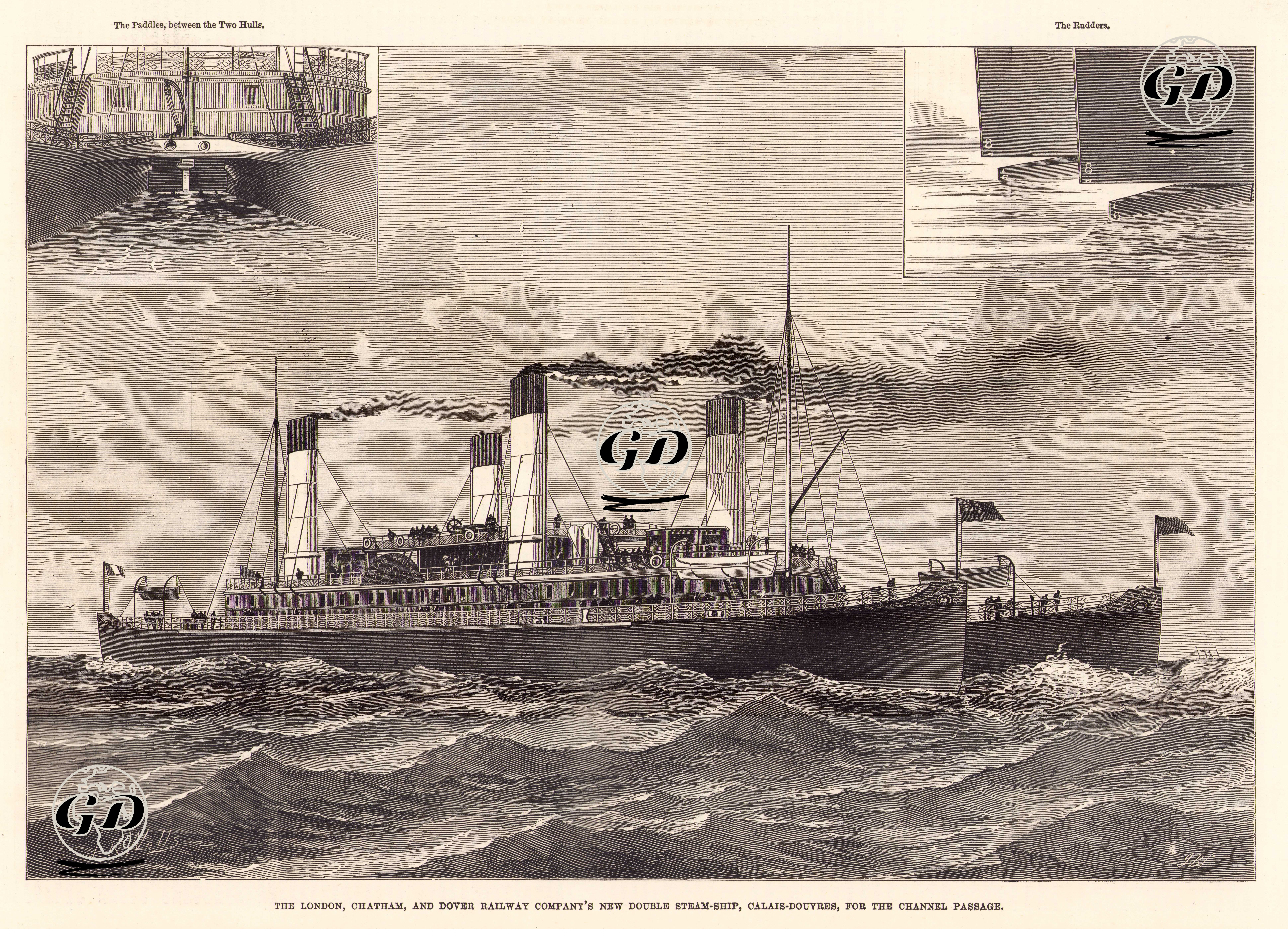 Manş Boğazı Geçişi İçin Kullanılan Londra, Chatham Ve Dover Trenyolu Şirketi'nin Çiftli(Katamaran) Buharlı Gemisi  - Josiah Robert Wells (1849-1897) - 1878