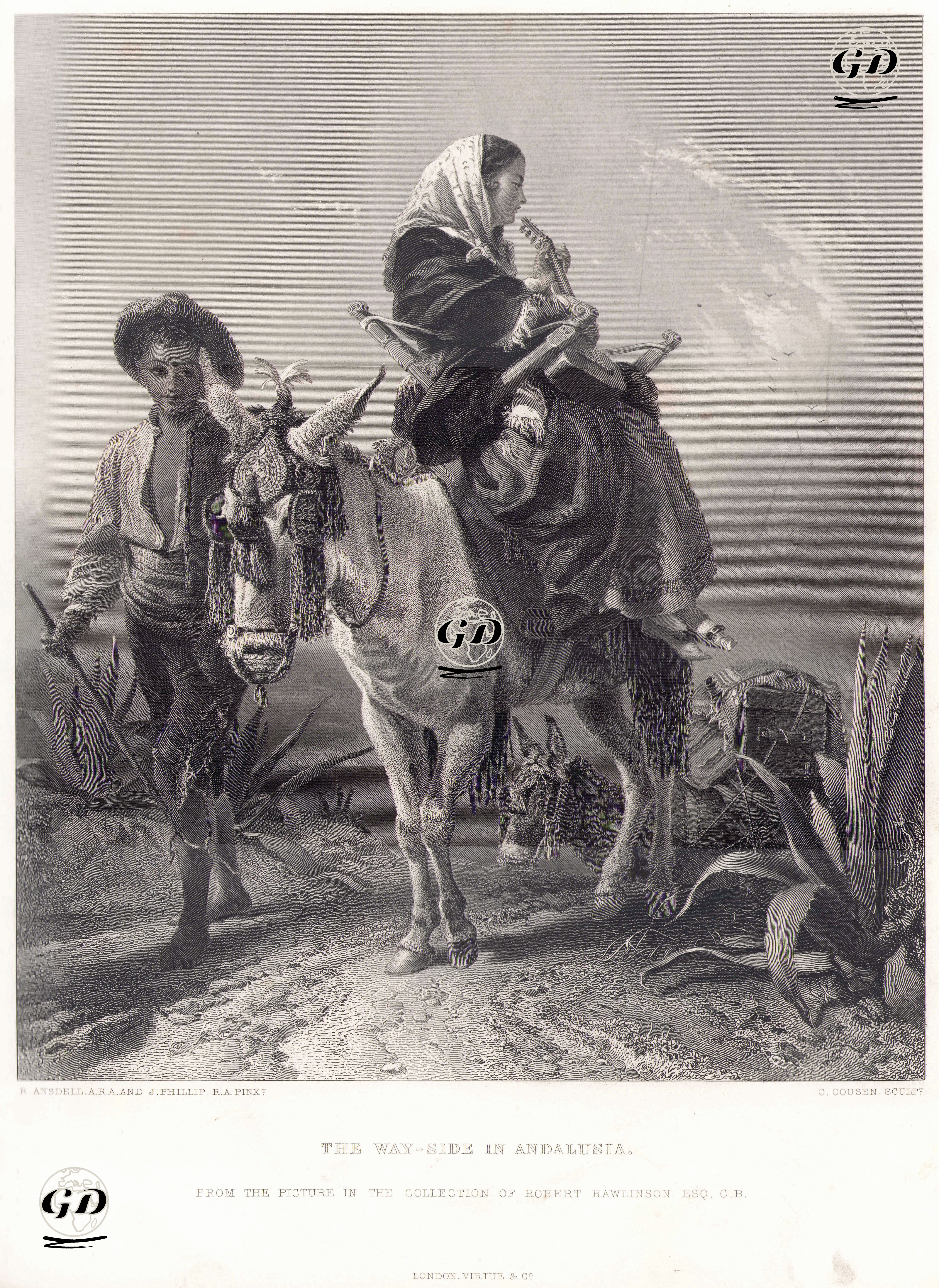 Endülüs'de Patika Yoldan Gidenler - Richard Ansdell (1815-1885)-John Philip (1817-1867) - 1868