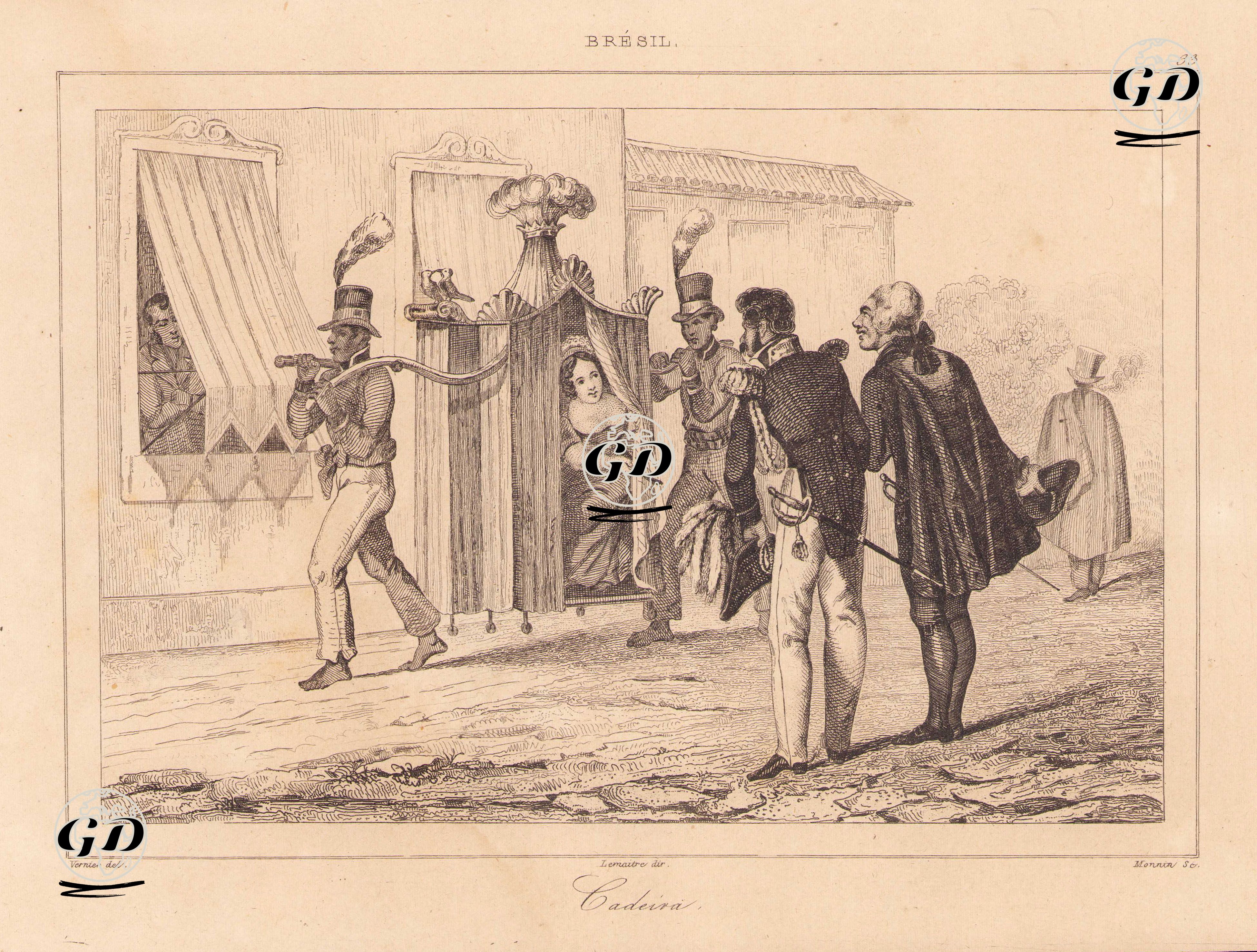 Brezilya'da Tahtırevanda Giden Kadın - Vernier - 1837