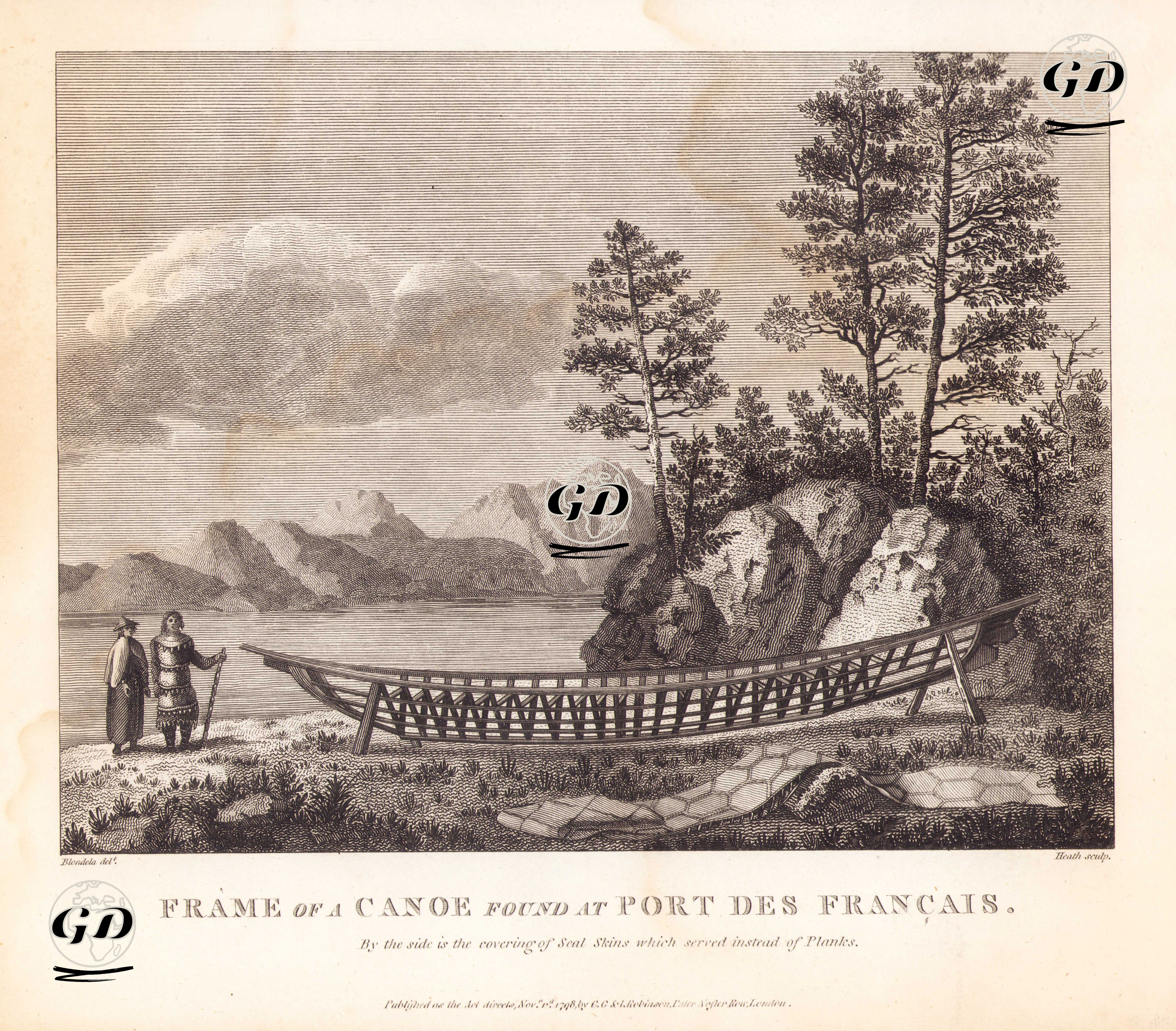 Alaska'da Lituya ( Port Des Français) Körfezinde Bulunan Ve Yan Tarafları Fok Balığı Derisi ile Kaplanacak Kano İskeleti, No.57 - Michel Francois Blondela (1741-1788) - 1798