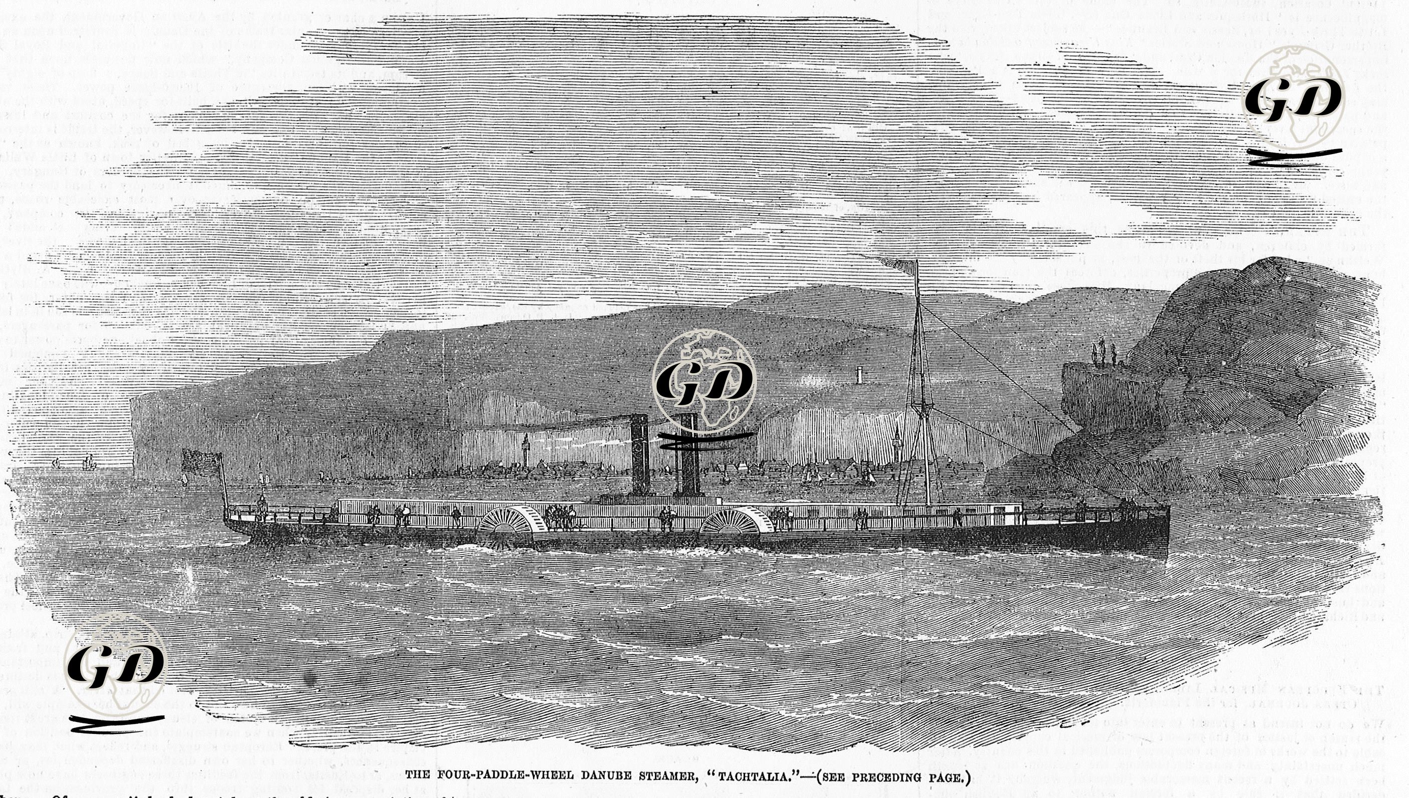  Tuna Nehrinin Dört Çarklı Vapurlu Gemisi "Tachtalia" -  - 1854