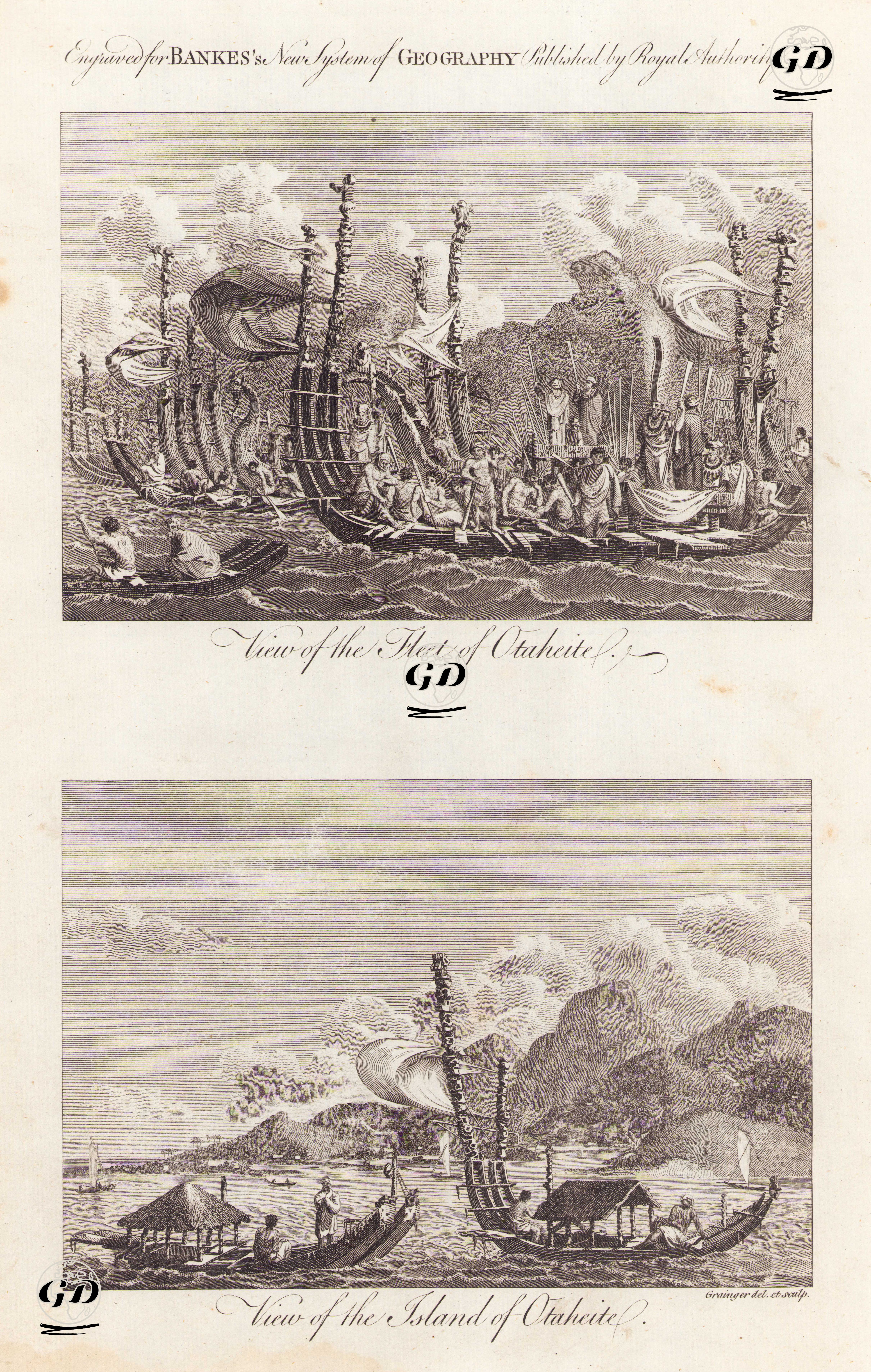 Tahiti Adasının Savaş Filosu-Tahiti Manzarası Ve Tekneleri - William Grainger (Active 1782-1793) - 1787